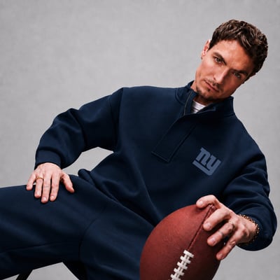  New York Giants Levelwear Core Logo Luxe Stein 1/4 Zip Pullover - Navy