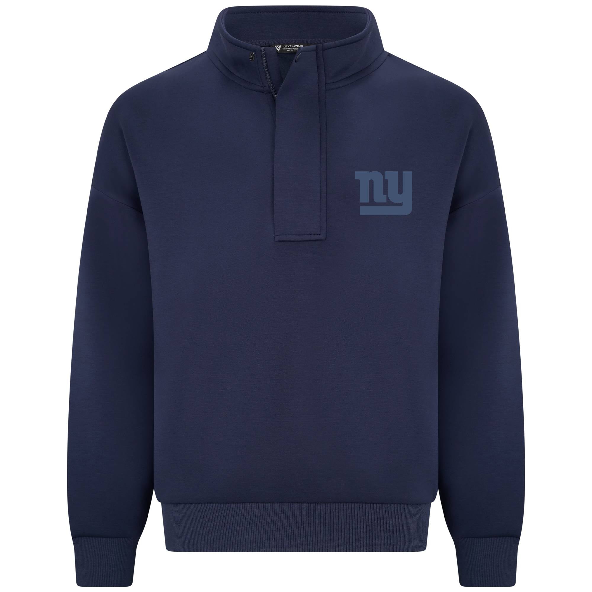Pull à col zippé Levelwear bleu marine New York Giants Core Logo Luxe Stein pour homme