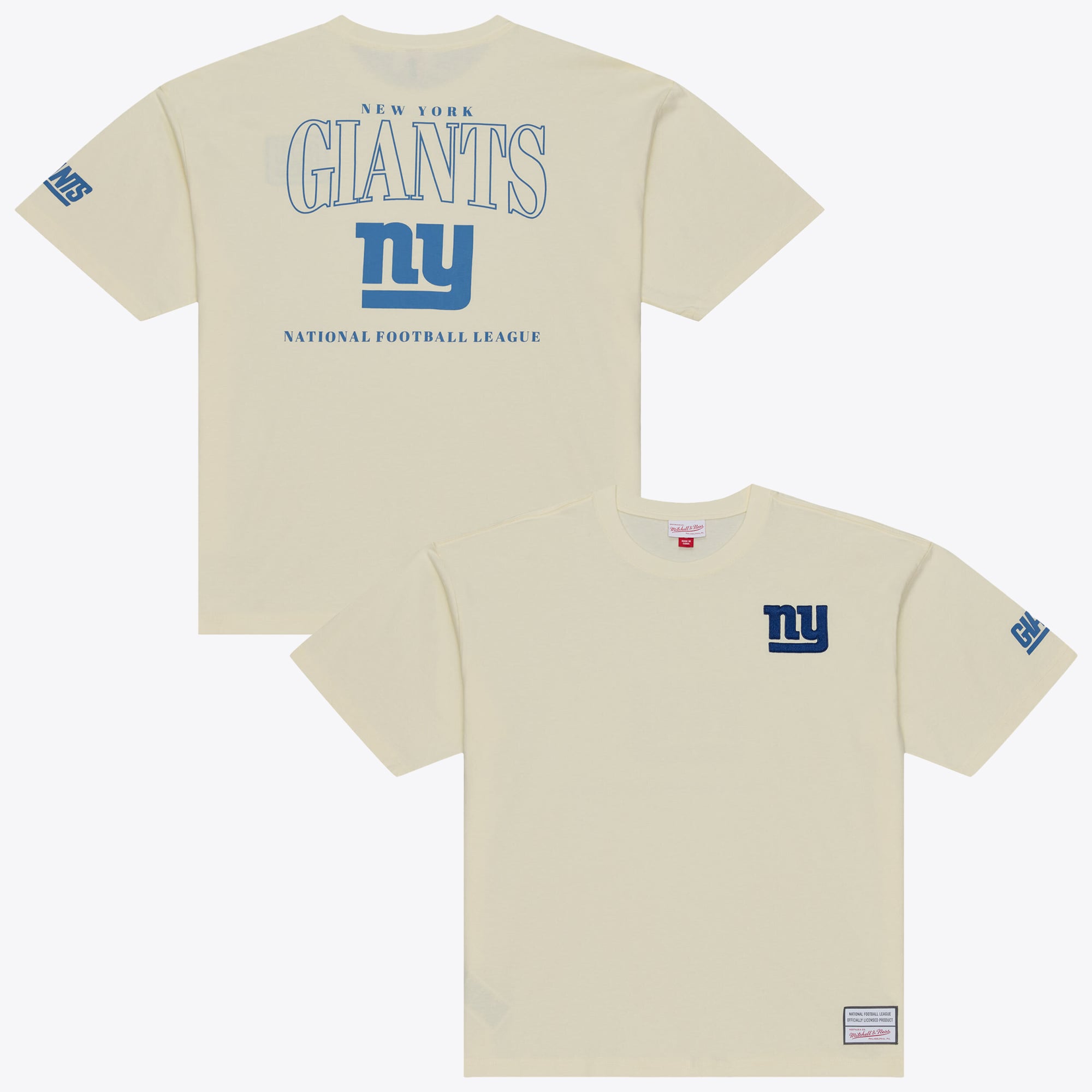 T-shirt oversize Mitchell & Ness crème New York Giants pour homme, coloris Heritage Hues