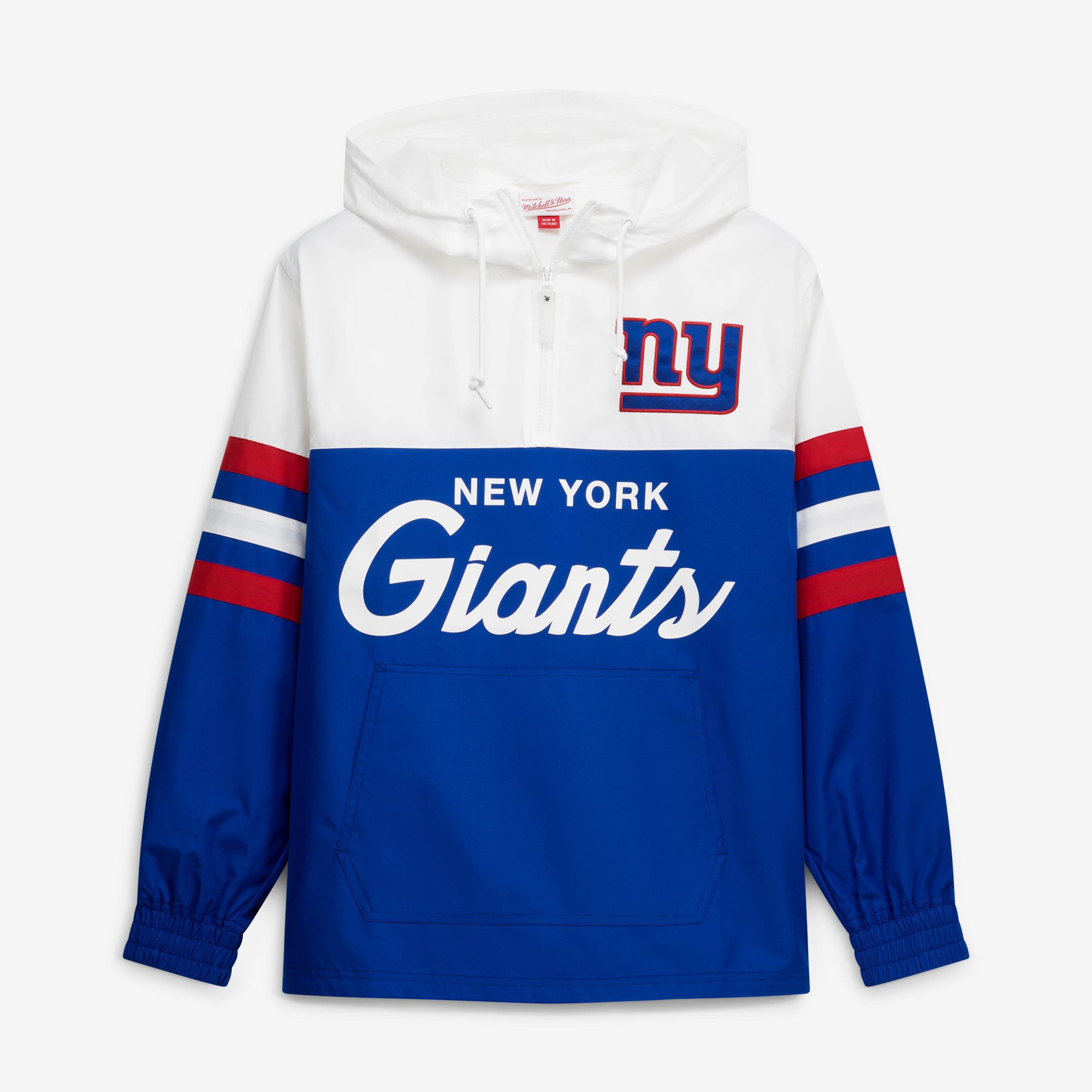 Men's Mitchell & Ness Royal New York Giants Head Coach Anorak Quarter-Zip Windbreaker Jacket
