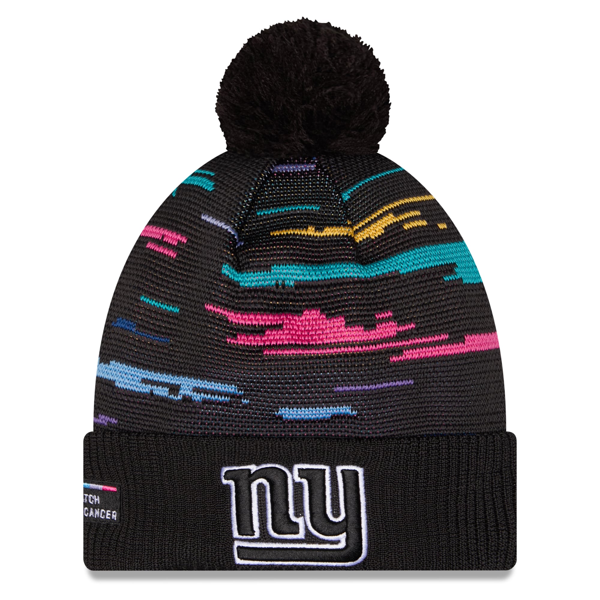 Men's New Era Black New York Giants 2026 NFL Crucial Catch Cuffed Knit Hat with Pom