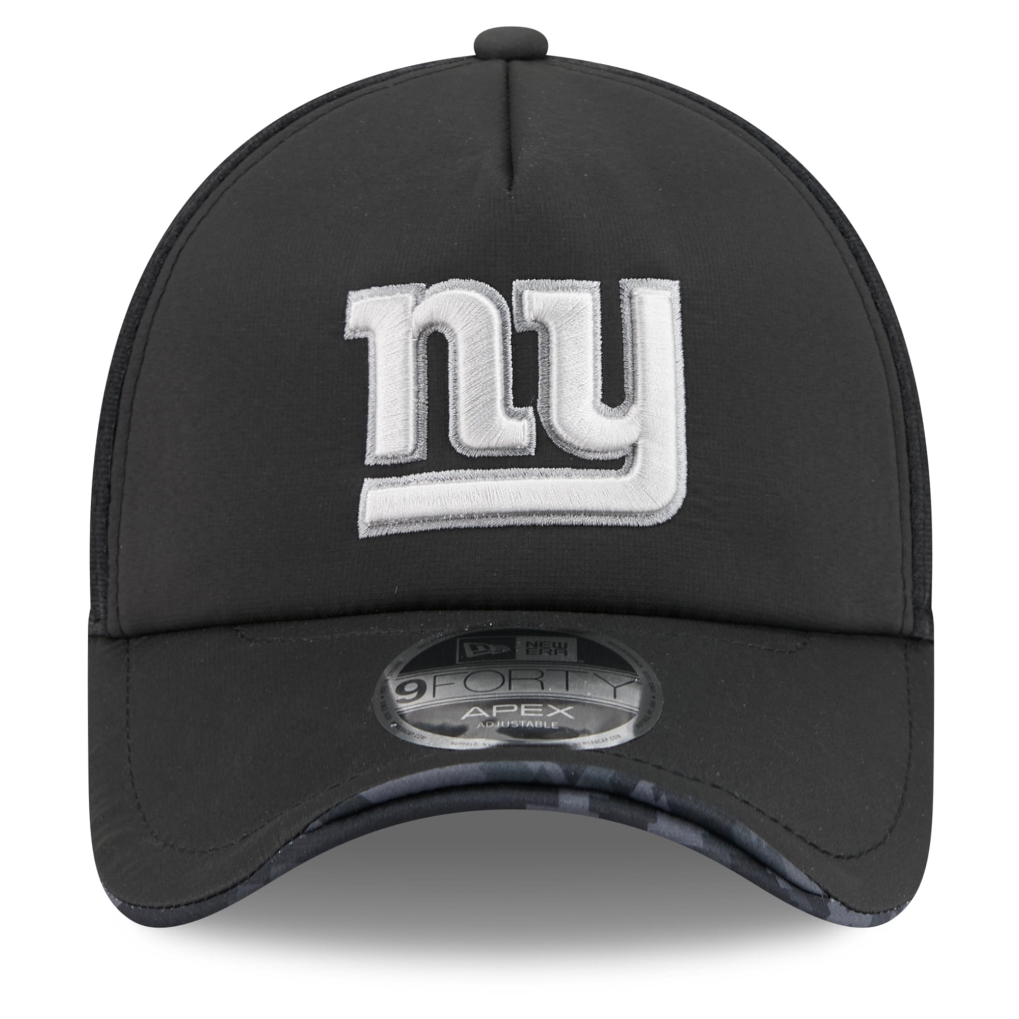 Casquette trucker ajustable New Era Apex 9FORTY noire pour homme, New York Giants 2026 Salute To Service