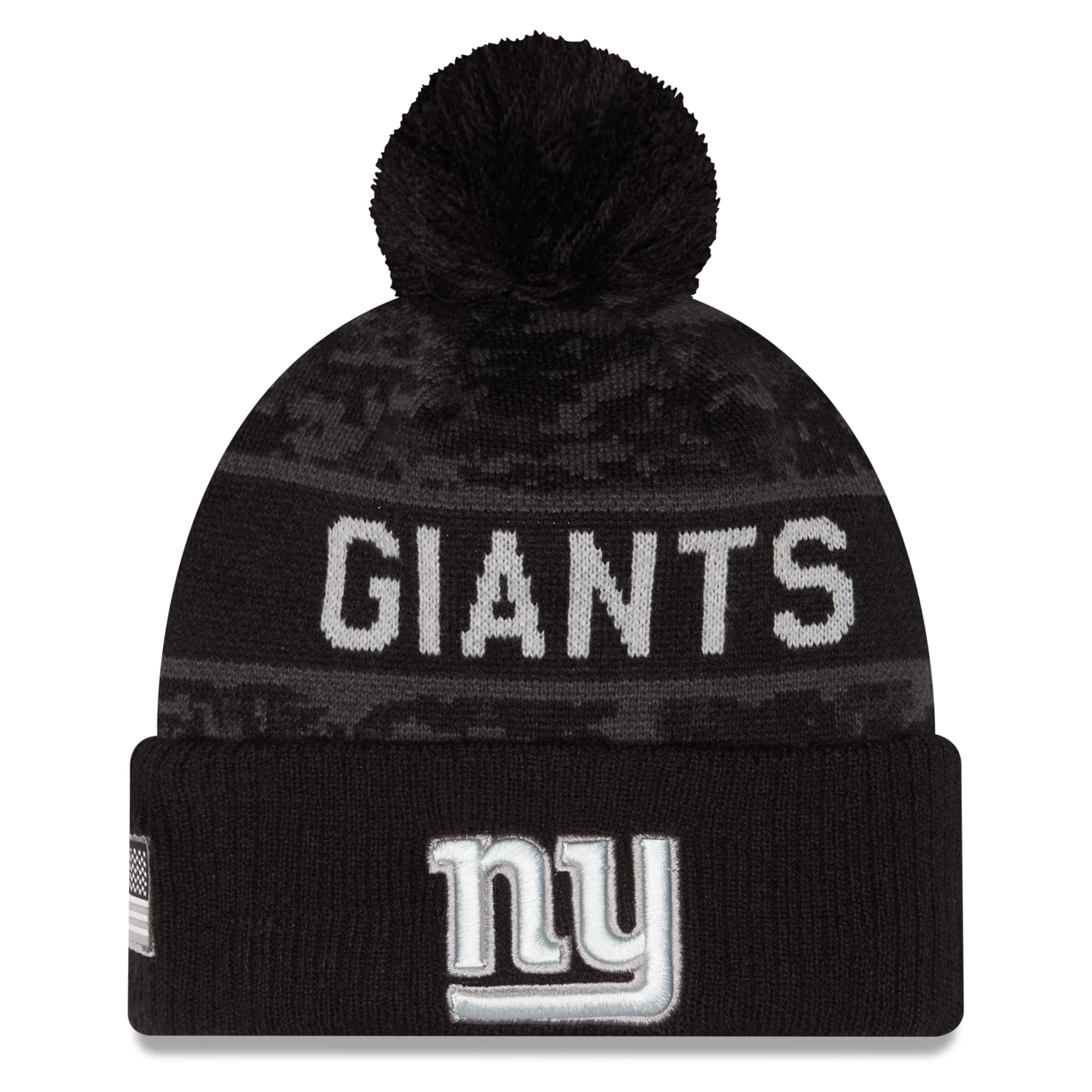 Bonnet à revers New Era noir pour homme, New York Giants 2026 Salute To Service, avec pompon