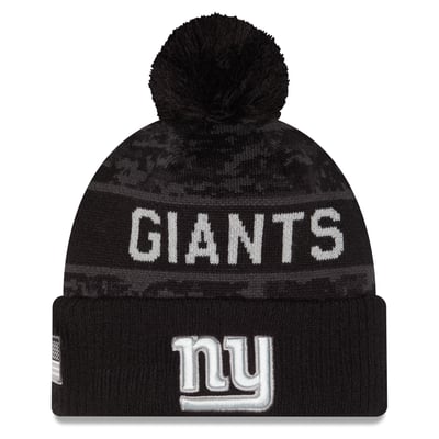 New York Giants New Era 2026 Salute To Service Cuffed Knit Hat with Pom - Black