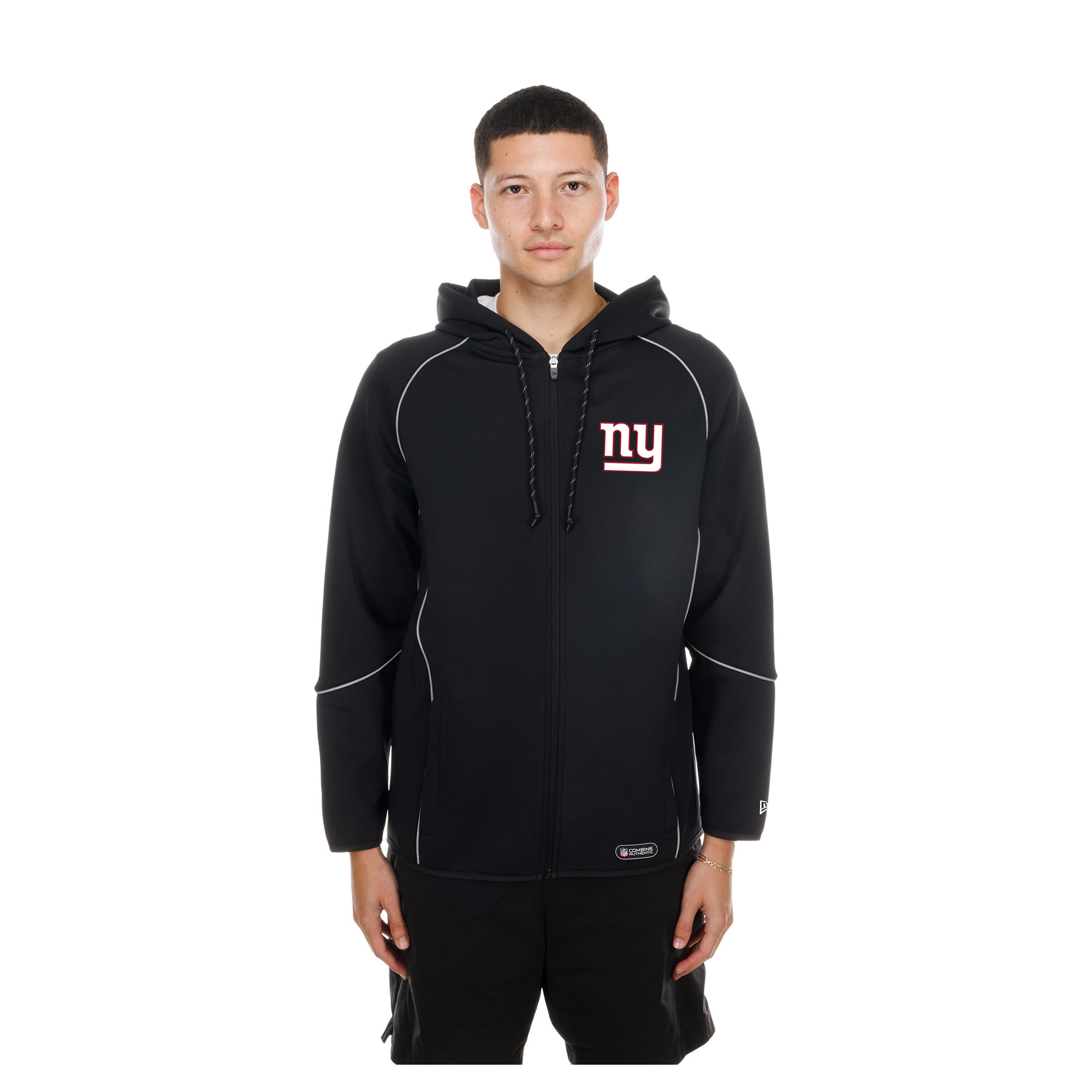 Men's New Era  Black York Giants Combine Authentic Raglan Full-Zip Hoodie