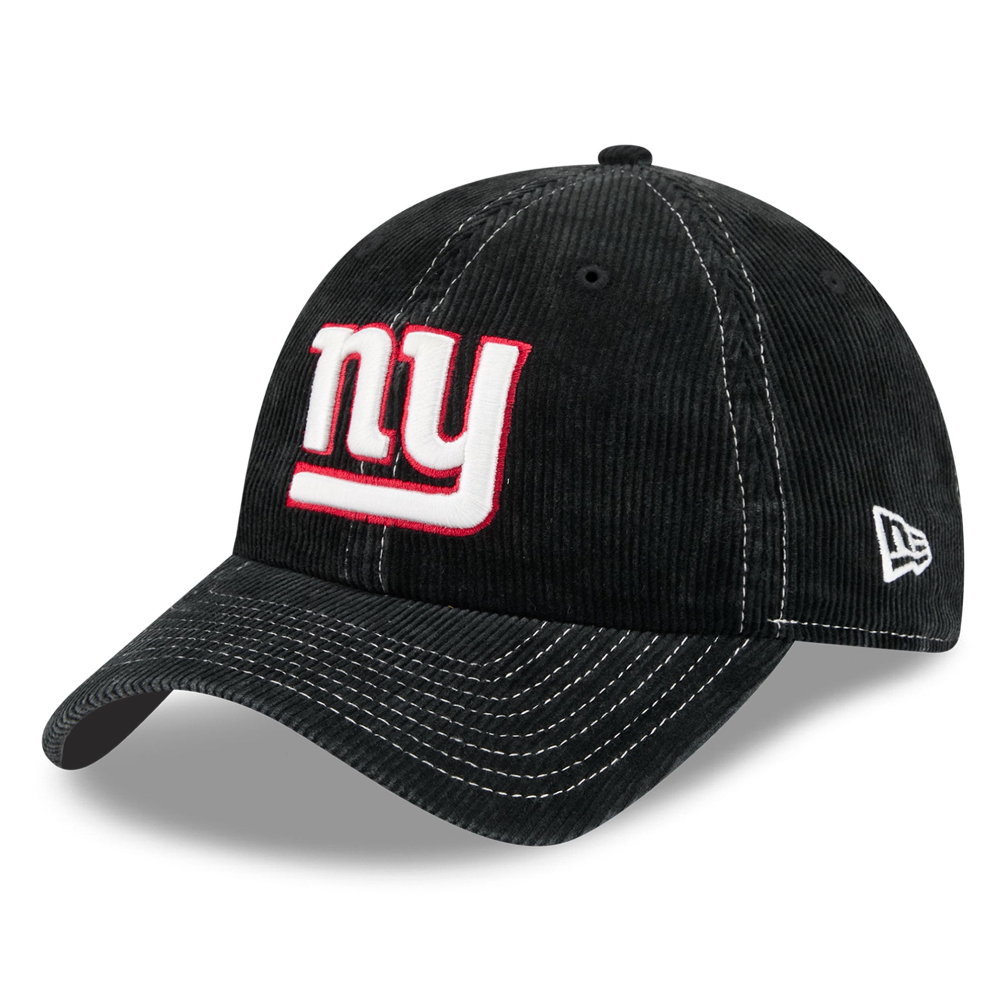 Casquette New Era noire pour homme, New York Giants, en velours côtelé, style classique décontracté et ajustable
