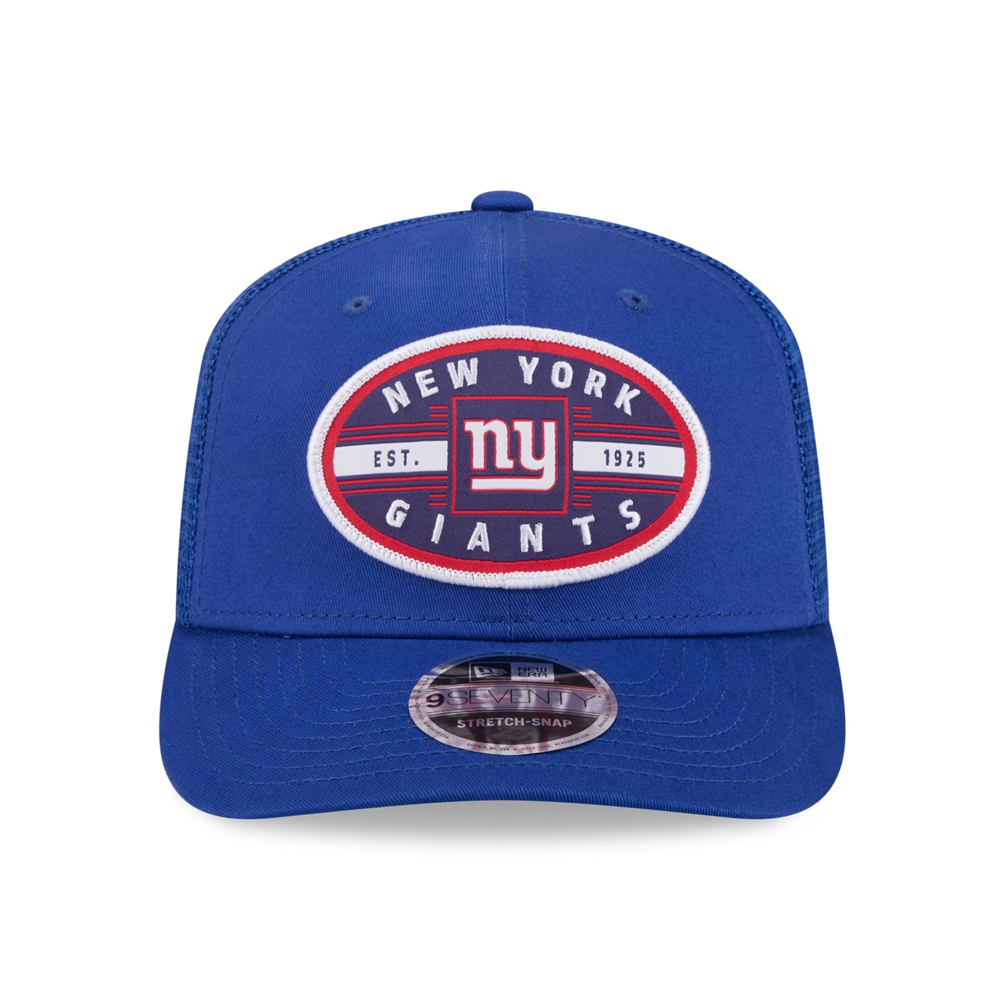 Casquette trucker New Era bleue pour homme, modèle 9SEVENTY, New York Giants Collegiate.