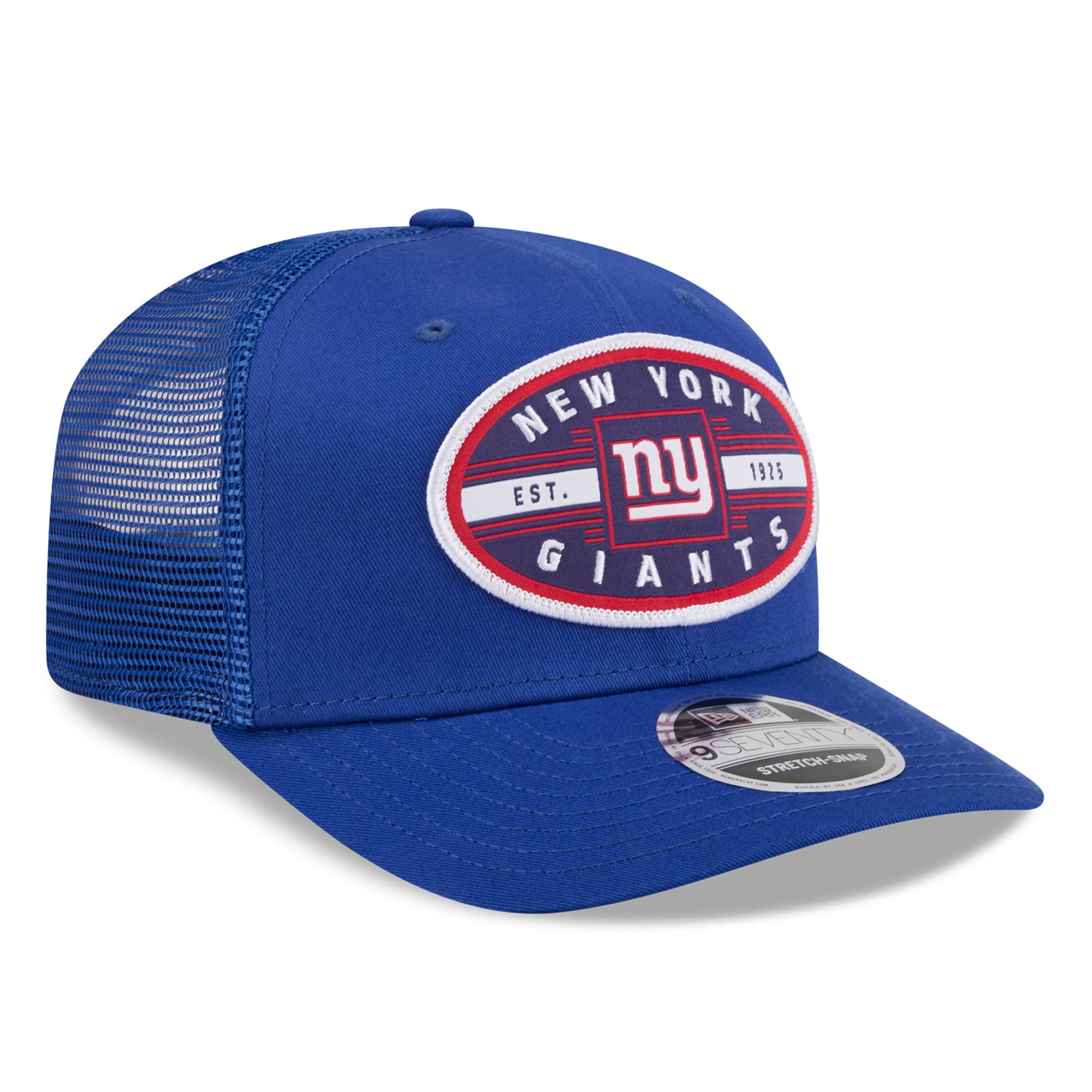 Casquette trucker New Era bleue pour homme, modèle 9SEVENTY, New York Giants Collegiate.