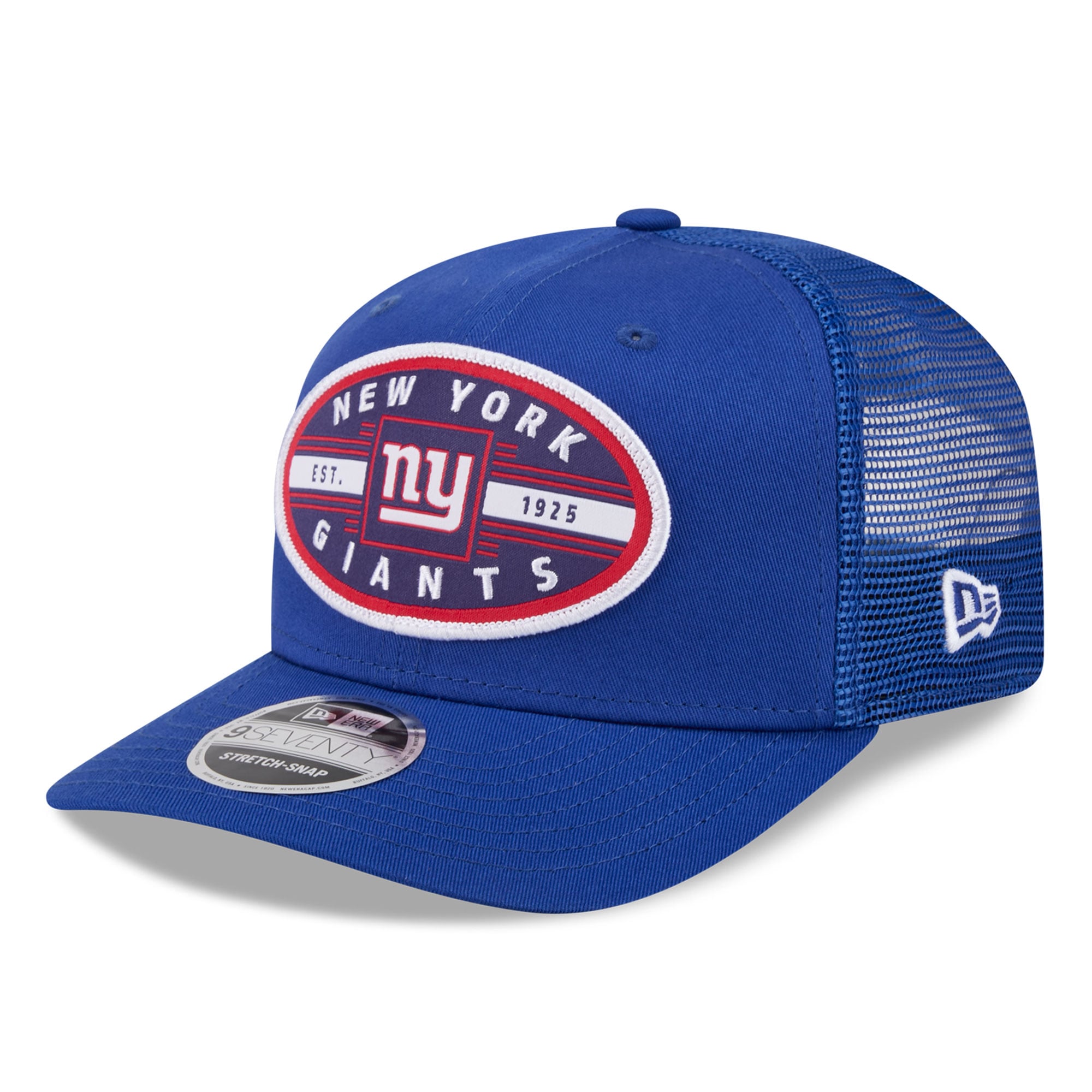 Casquette trucker New Era bleue pour homme, modèle 9SEVENTY, New York Giants Collegiate.