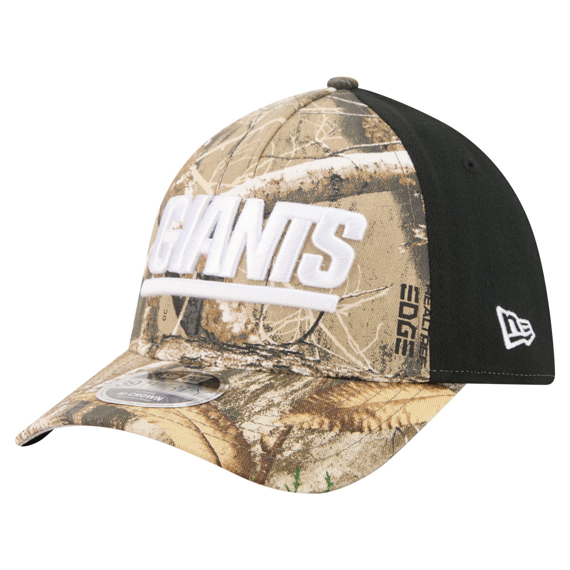 Men's New Era Camo/Black York Giants Team Collection RealTree 39THIRTY M-Crown A-Frame Flex Hat