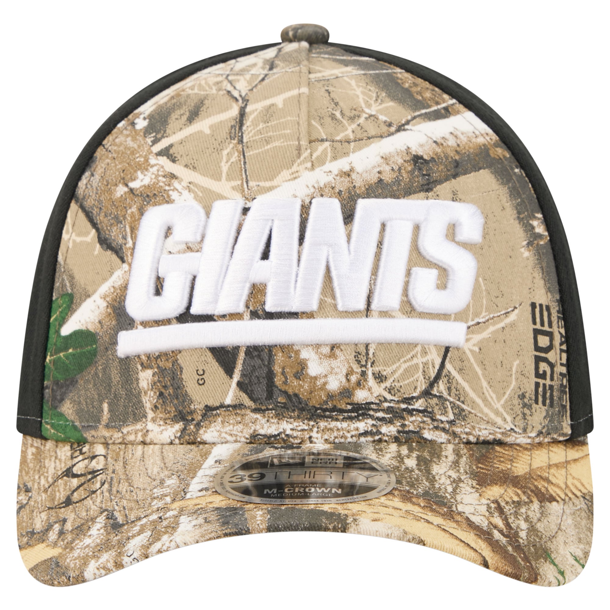 Men's New Era Camo/Black York Giants Team Collection RealTree 39THIRTY M-Crown A-Frame Flex Hat