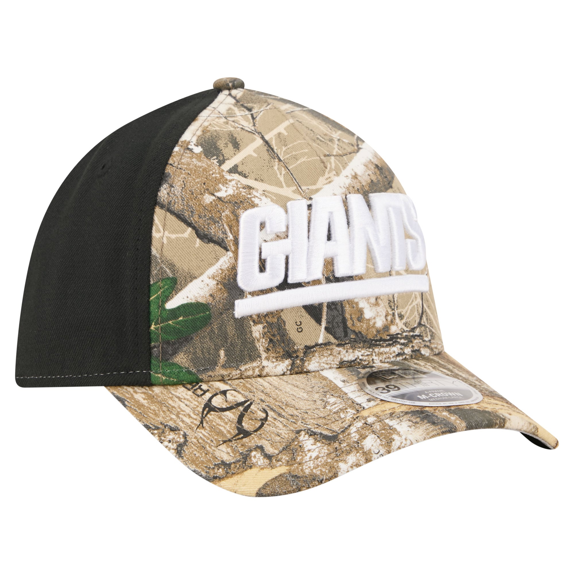 Men's New Era Camo/Black York Giants Team Collection RealTree 39THIRTY M-Crown A-Frame Flex Hat
