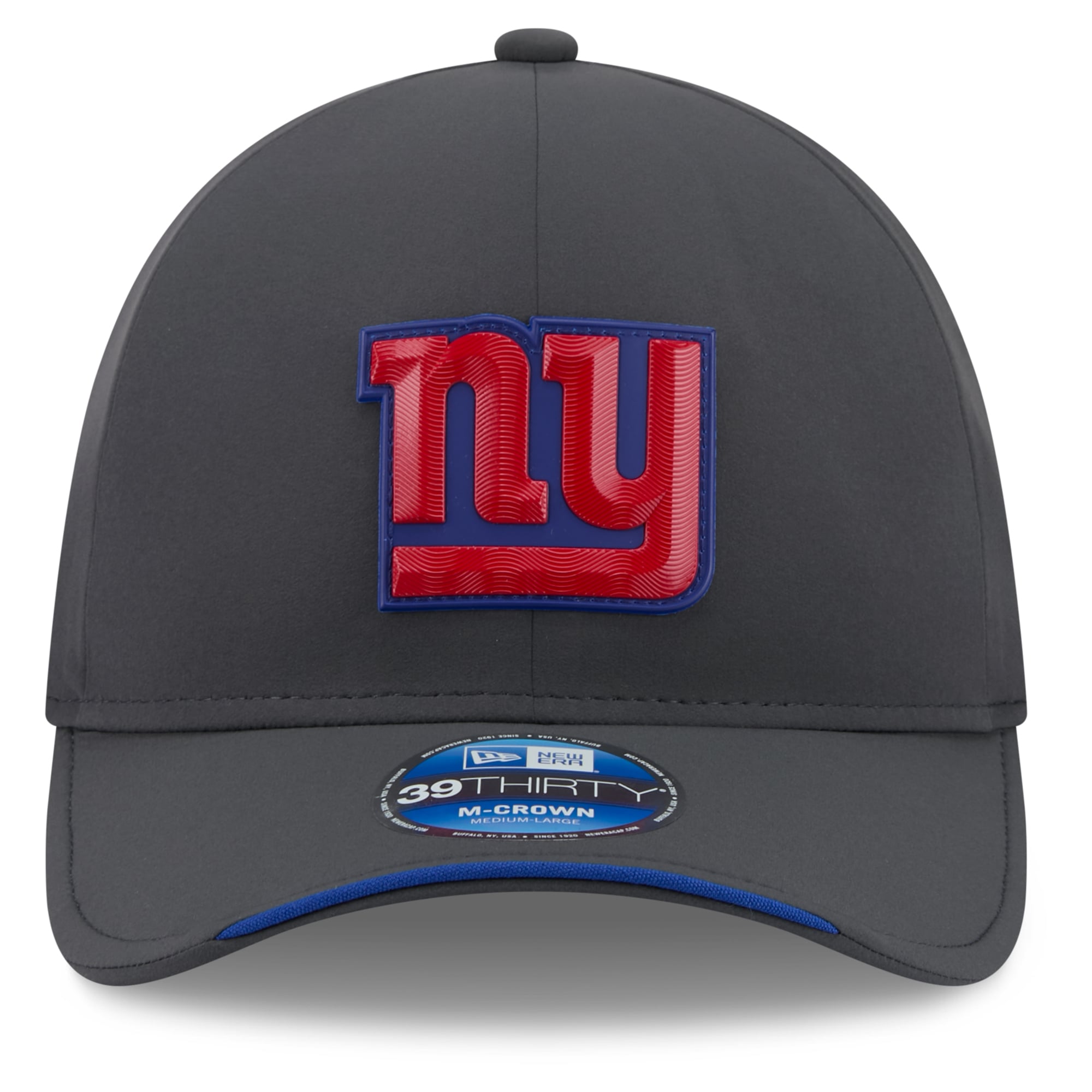 Casquette extensible New Era 39THIRTY M-Crown, couleur anthracite, York Giants 2026, idéale pour les temps froids.