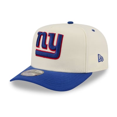 Representative product-family photo: New York Giants New Era Rear Wordmark A-Frame 9FIFTY Snapback Hat - Cream/Royal. Pictured option and availability are unverified.