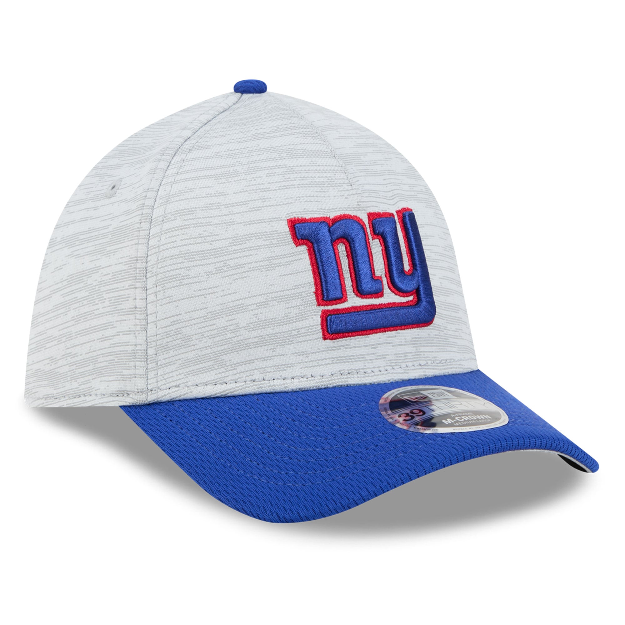 Casquette New Era Flex pour homme, grise/bleu roi, York Giants Tech M-Crown A-Frame 39THIRTY