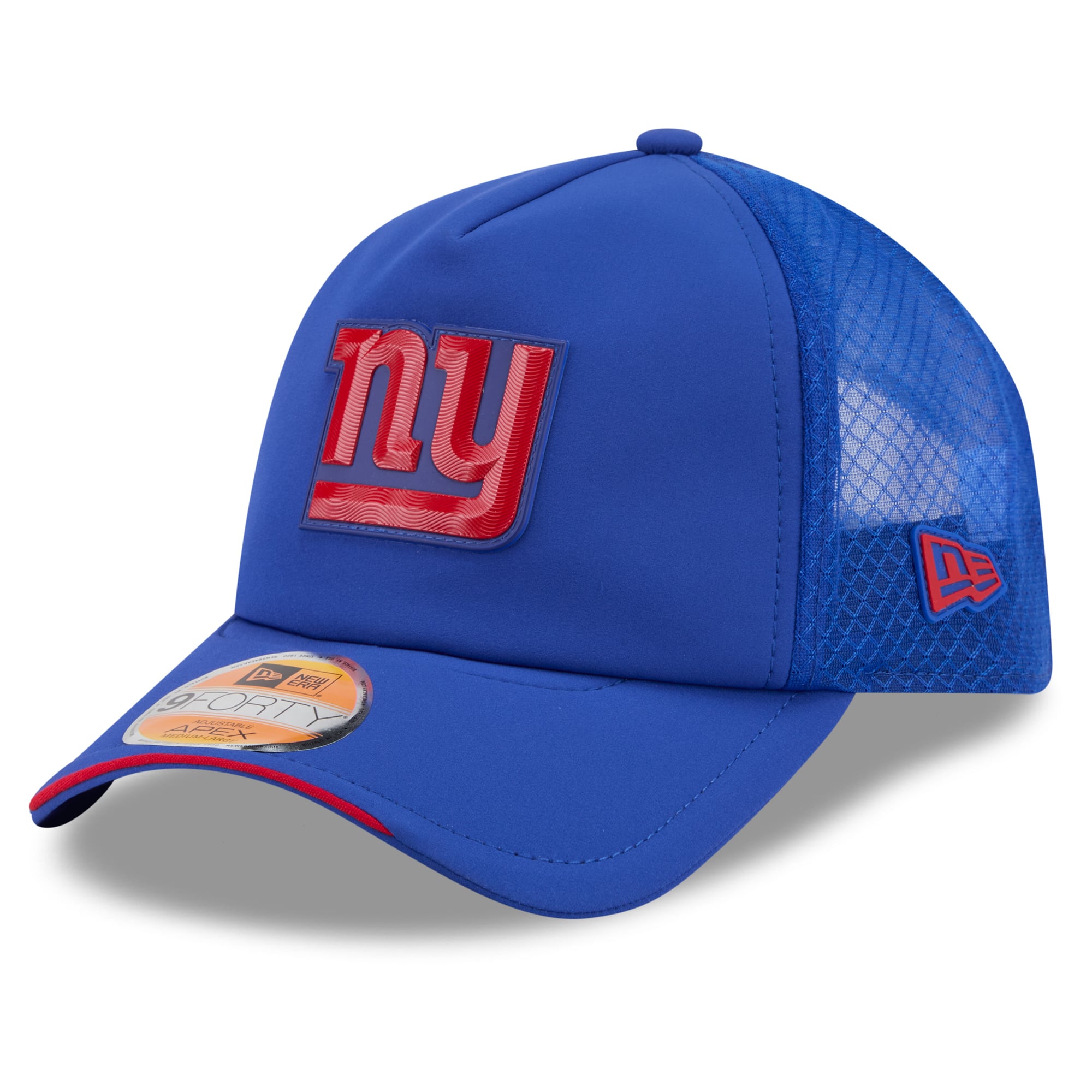 Casquette trucker ajustable New Era Royal New York Giants 2026 Sideline Apex 9FORTY pour homme