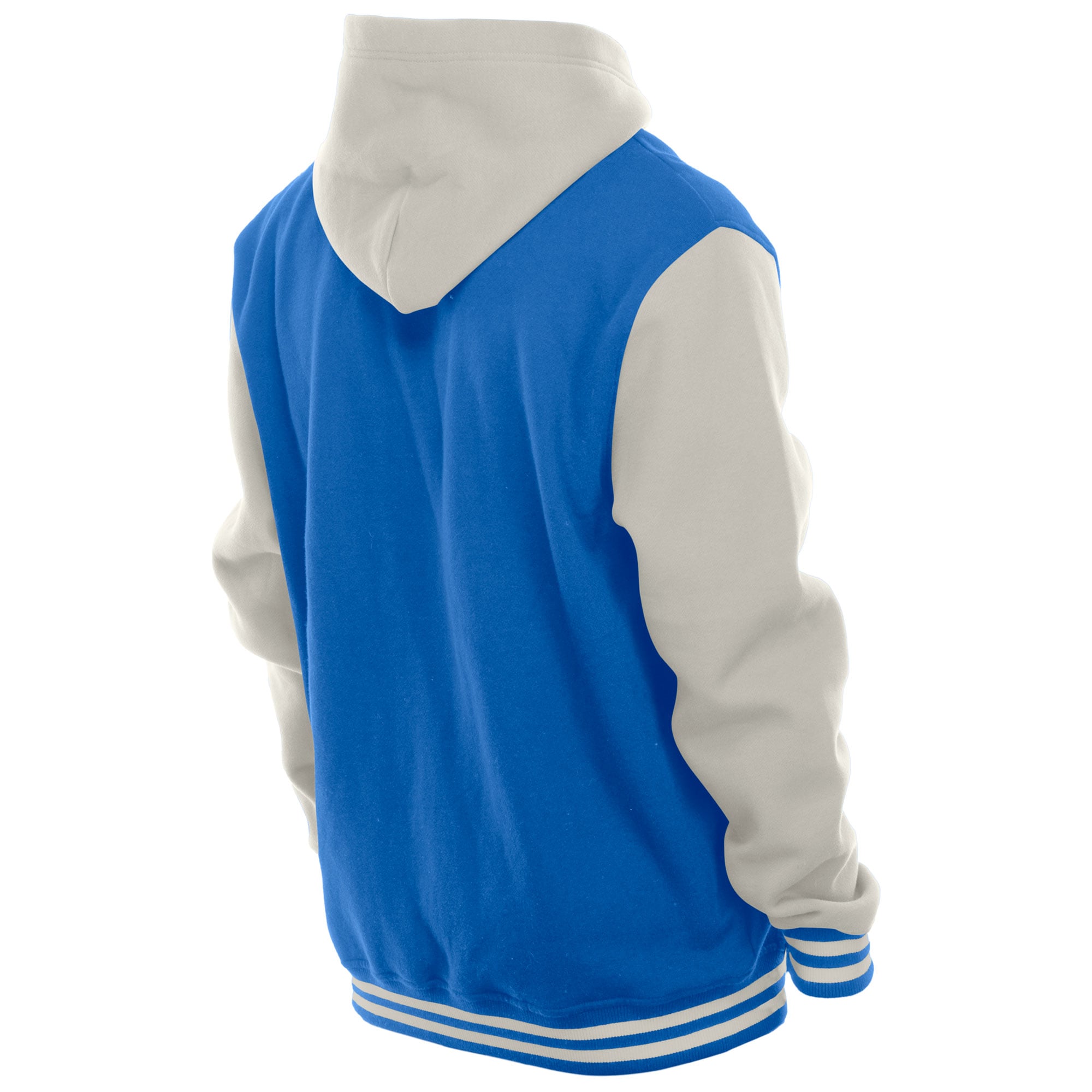 Veste polaire à capuche New Era bleu roi/crème pour homme, York Giants, fermeture boutons-pression.