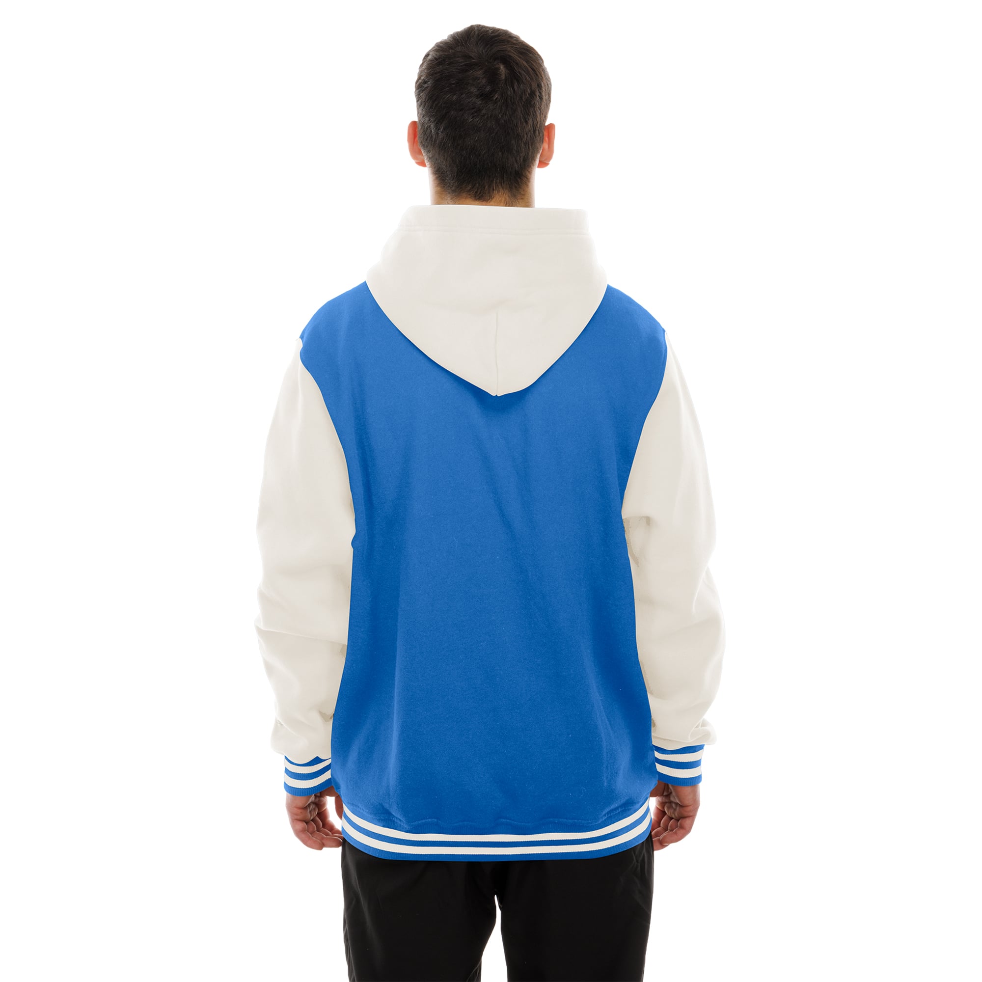 Veste polaire à capuche New Era bleu roi/crème pour homme, York Giants, fermeture boutons-pression.