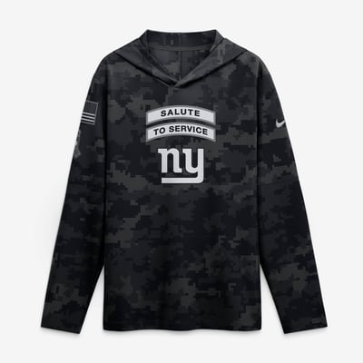  New York Giants Nike 2026 Salute to Service Sideline Lightweight Hooded Dri-FIT Long Sleeve Top - Black