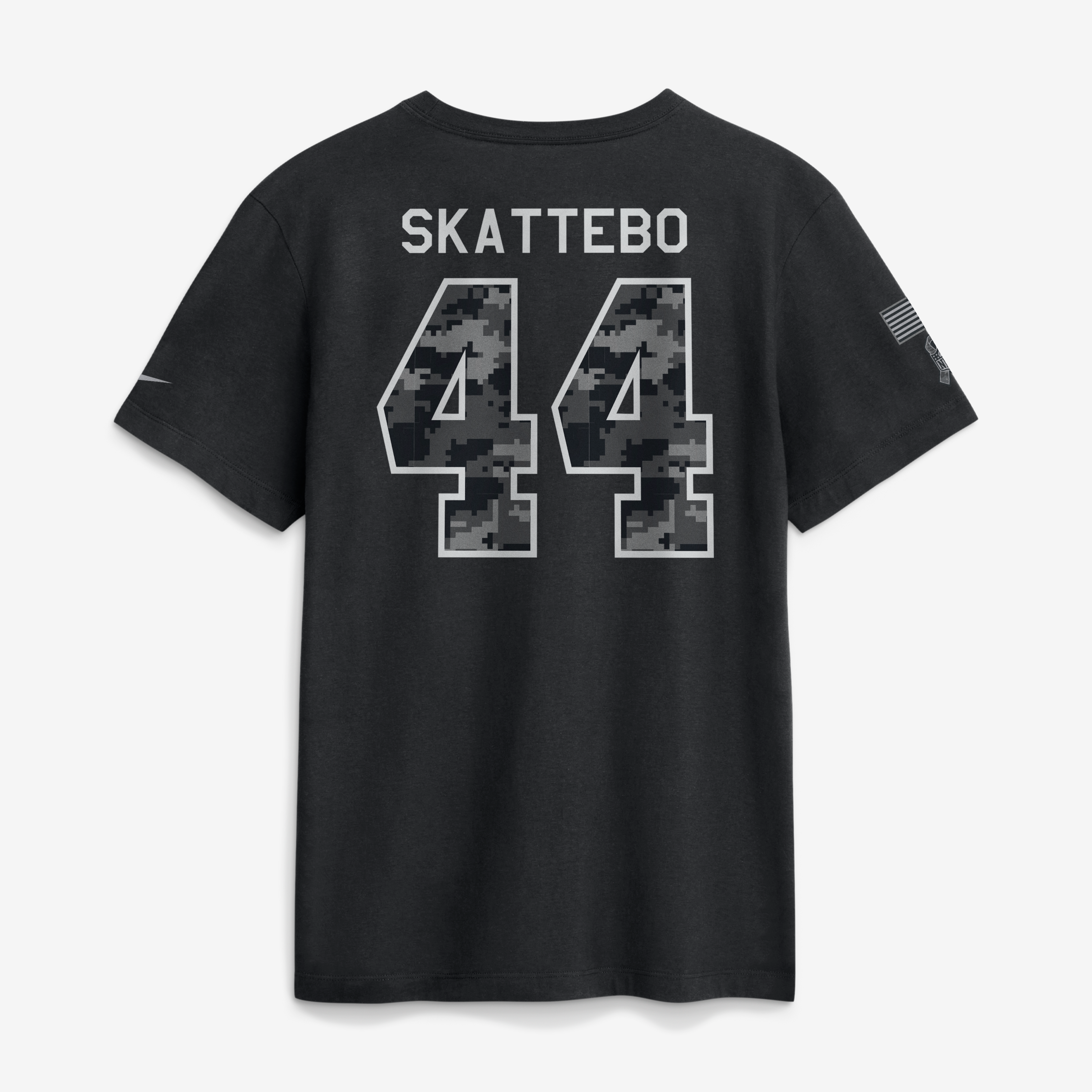 T-shirt Nike Cam Skattebo noir pour homme, New York Giants 2026 Salute to Service, nom et numéro