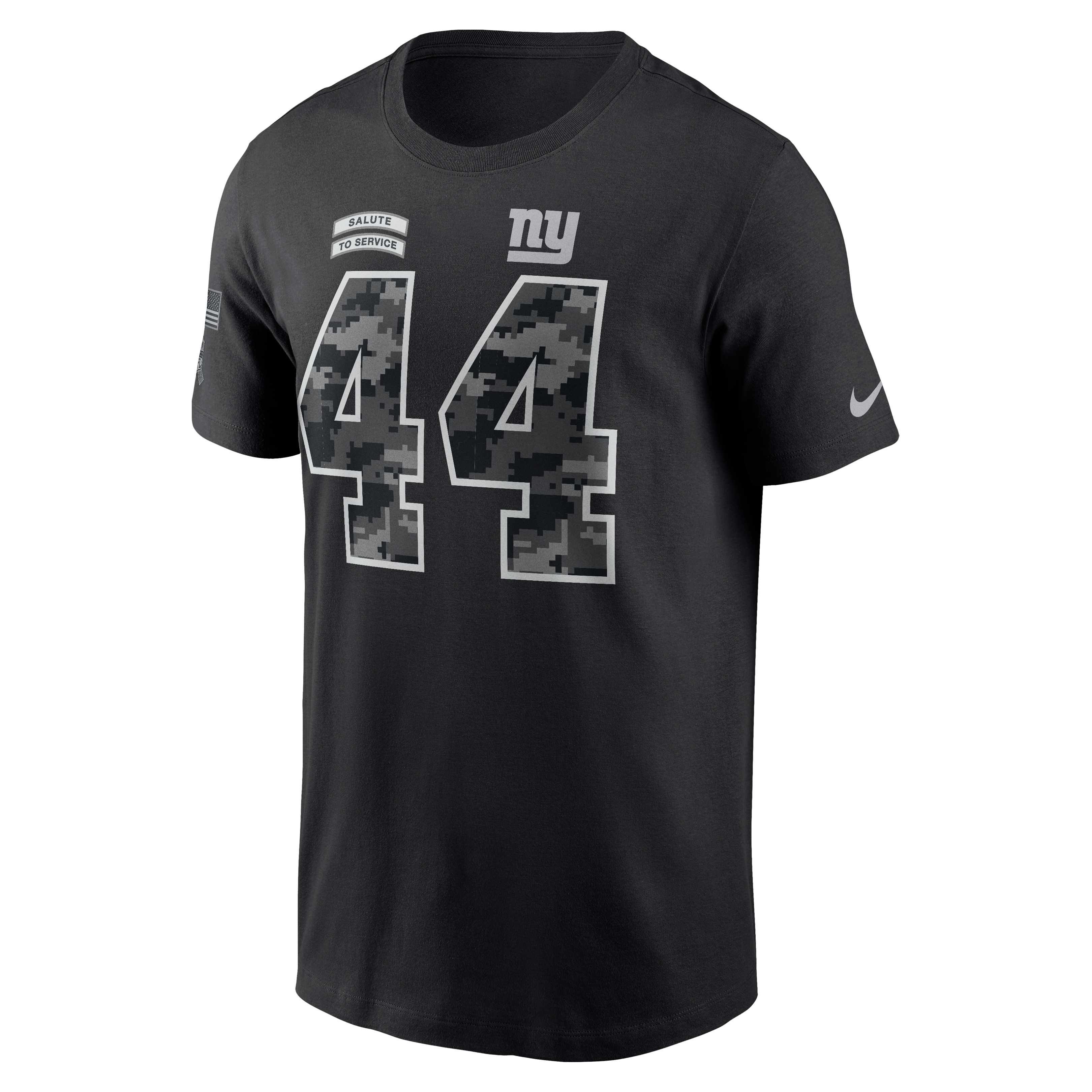 T-shirt Nike Cam Skattebo noir pour homme, New York Giants 2026 Salute to Service, nom et numéro