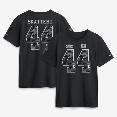 Cam Skattebo New York Giants Nike 2026 Salute to Service Name & Number T-Shirt - Black