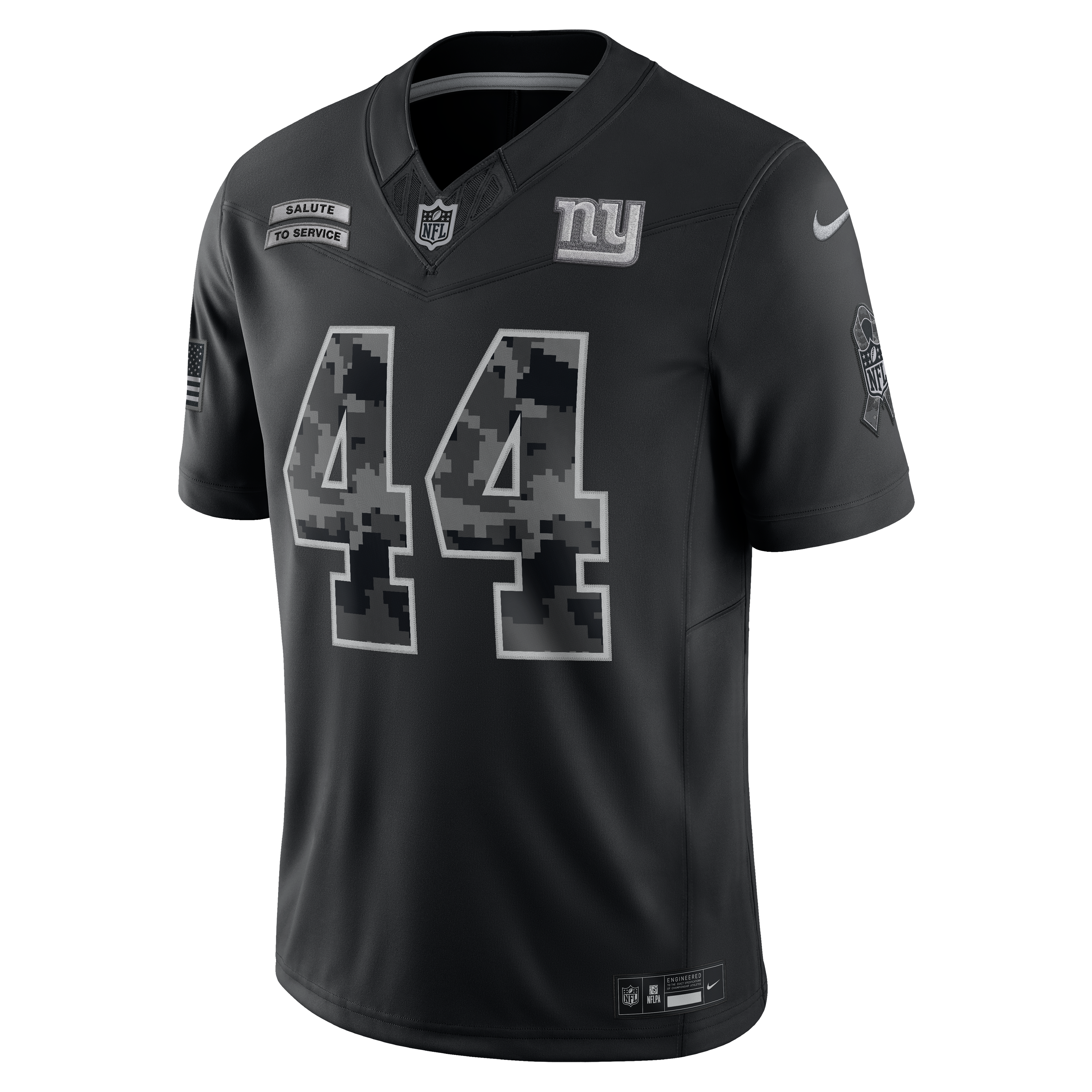 Maillot Nike Cam Skattebo noir New York Giants 2026 Salute to Service, édition limitée cousue