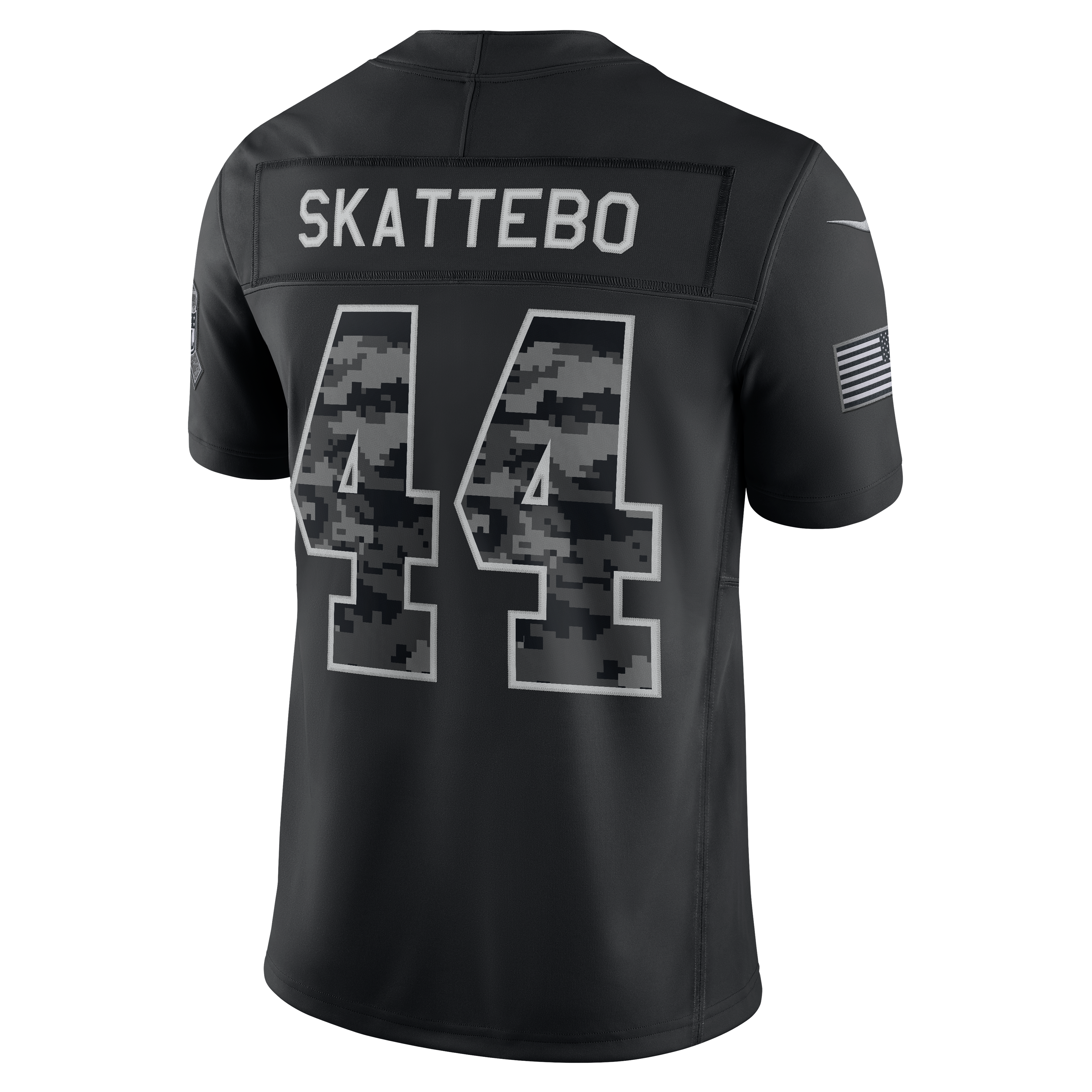 Maillot Nike Cam Skattebo noir New York Giants 2026 Salute to Service, édition limitée cousue