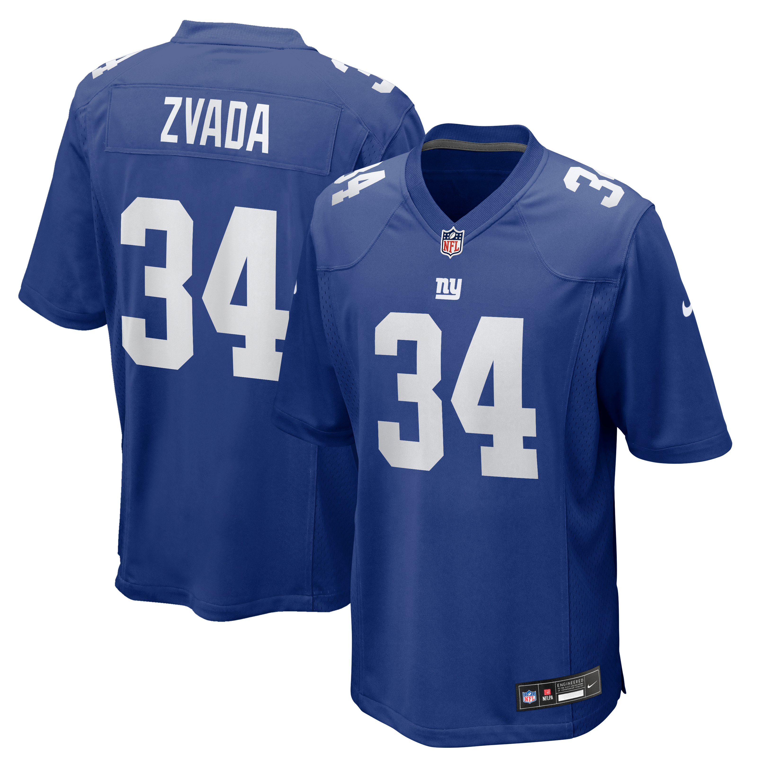 Men's Nike Dominic Zvada Royal New York Giants Team Game Jersey