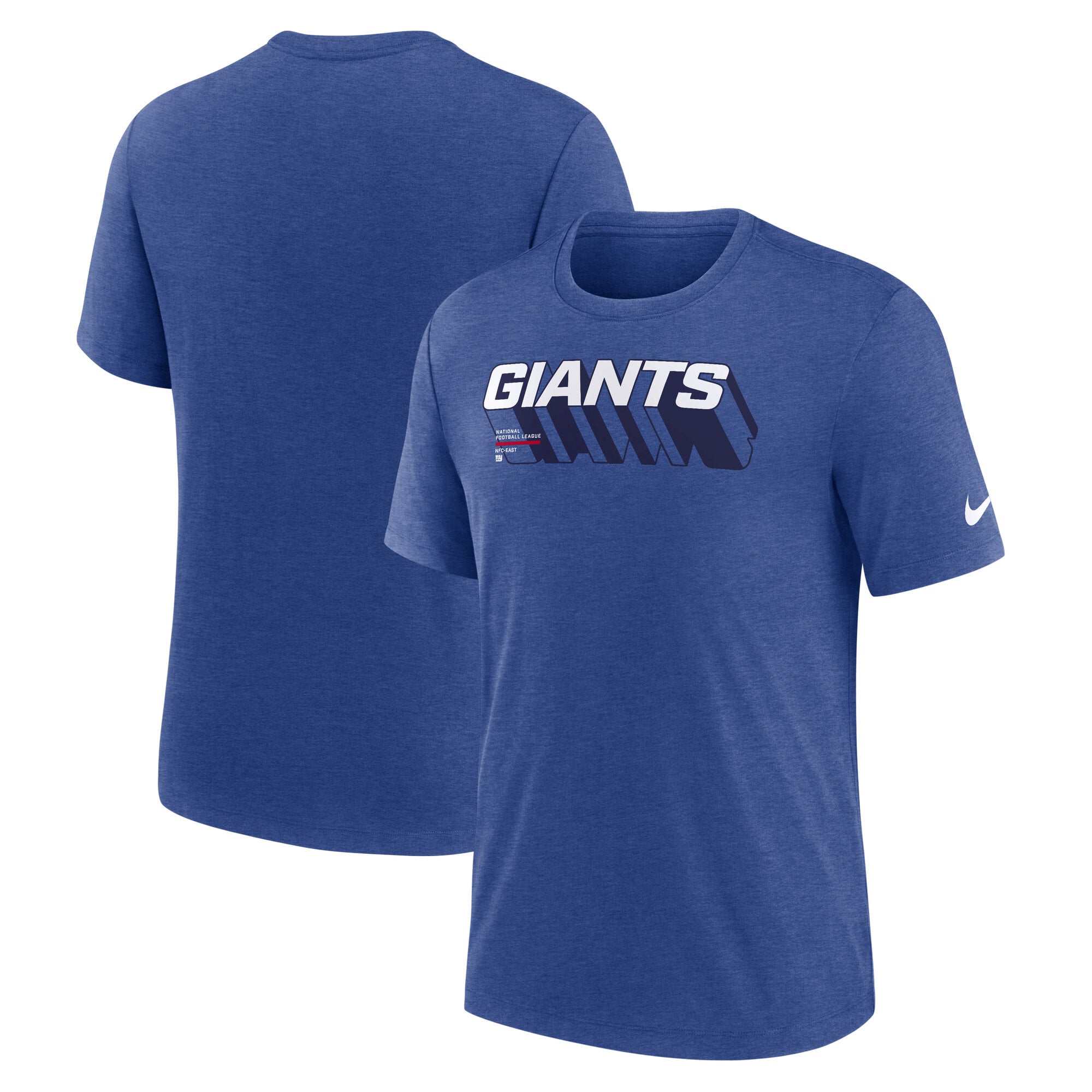 T-shirt Nike Long Pass Tri-Blend pour homme, coloris bleu royal chiné, New York Giants