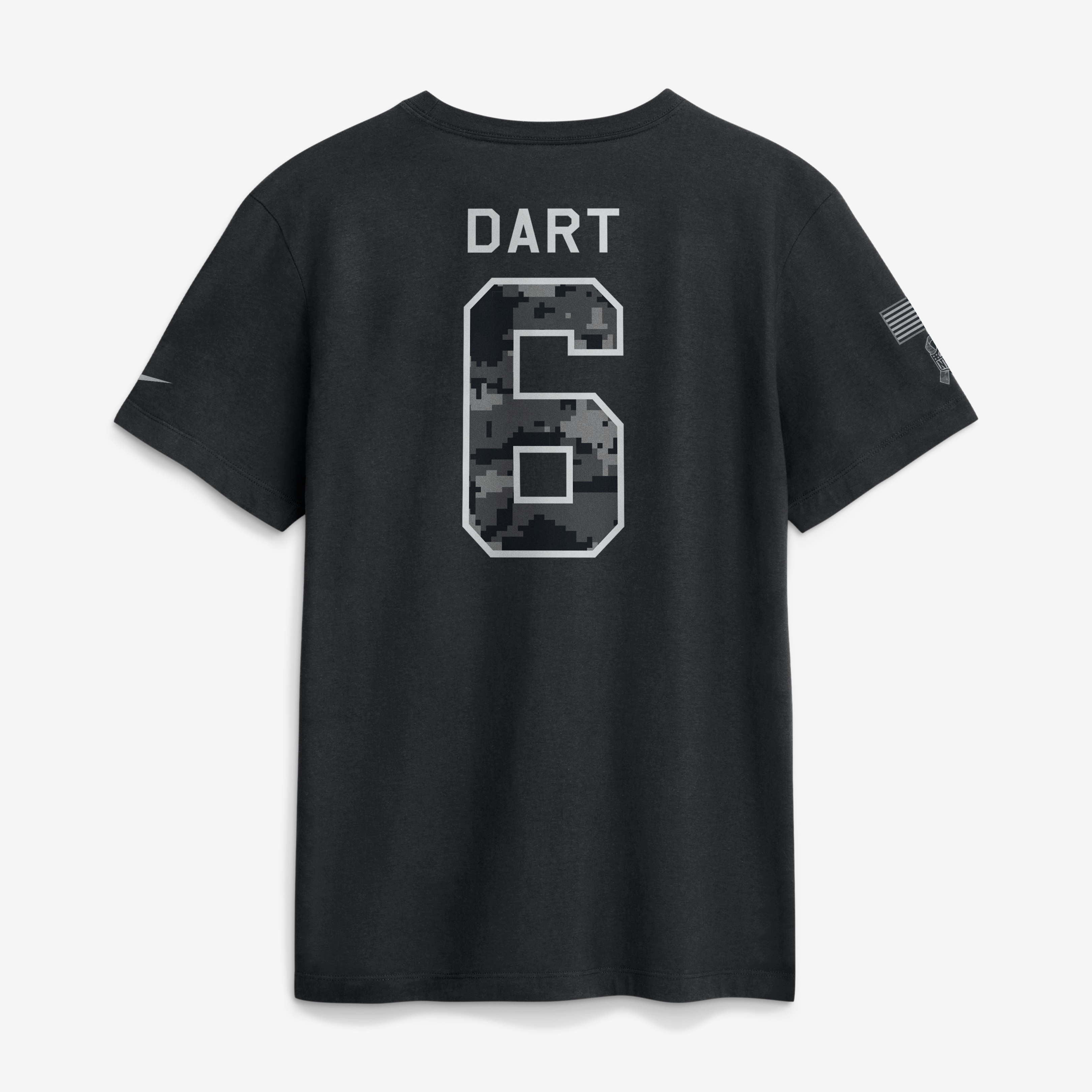 T-shirt Nike Jaxson Dart noir pour homme, New York Giants 2026 Salute to Service, nom et numéro