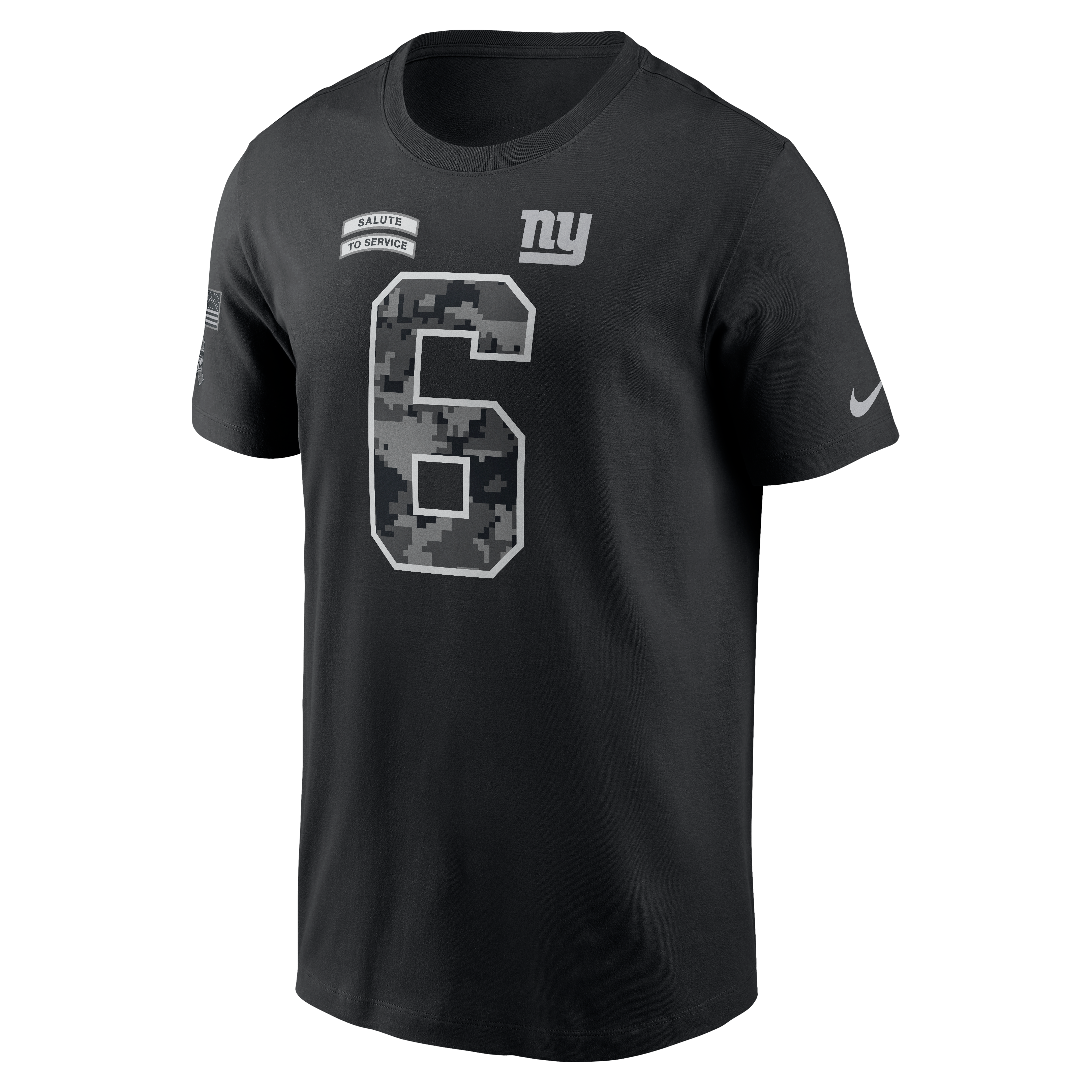 T-shirt Nike Jaxson Dart noir pour homme, New York Giants 2026 Salute to Service, nom et numéro