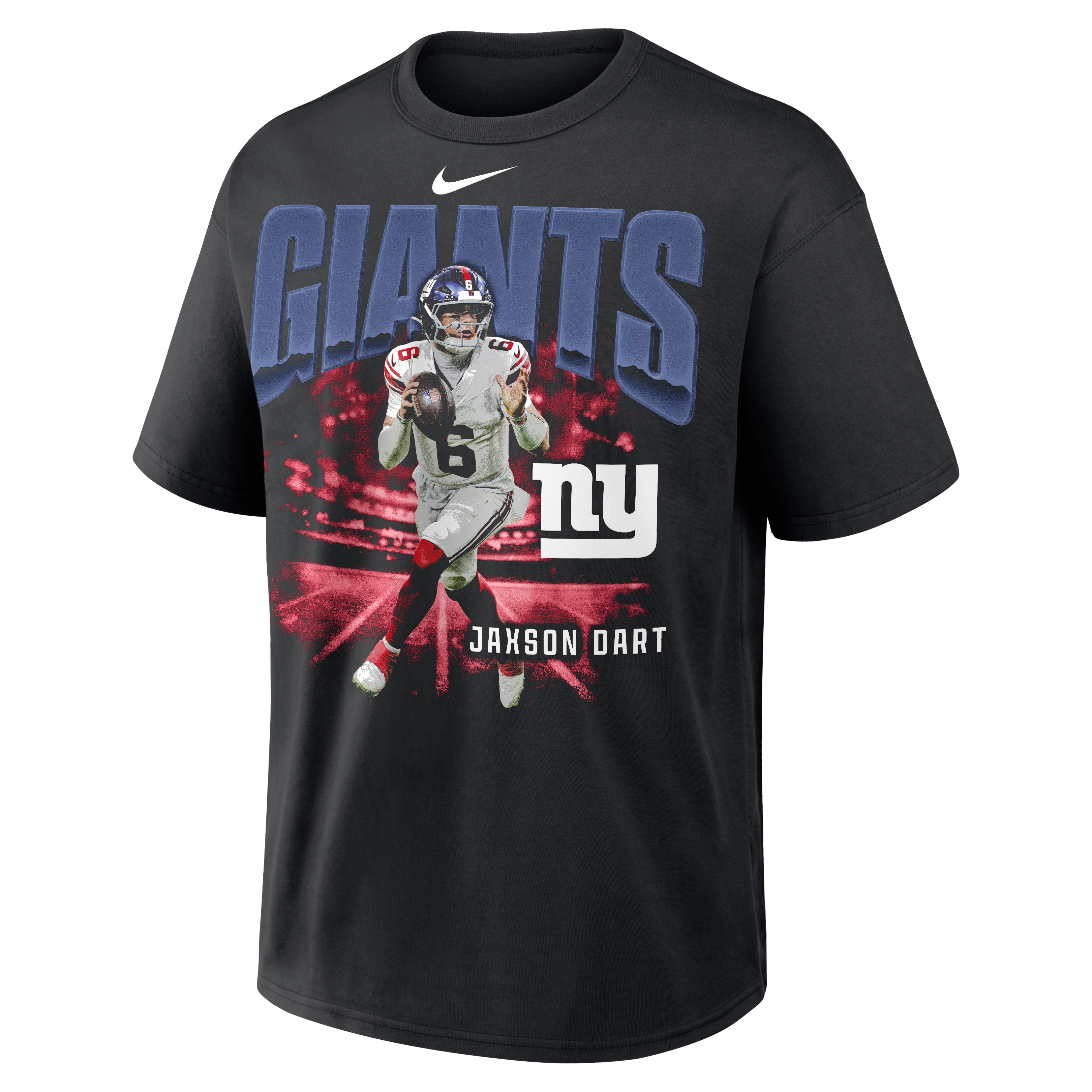 T-shirt Nike Jaxson Dart noir pour homme, logo des joueurs Giants de New York, Max90