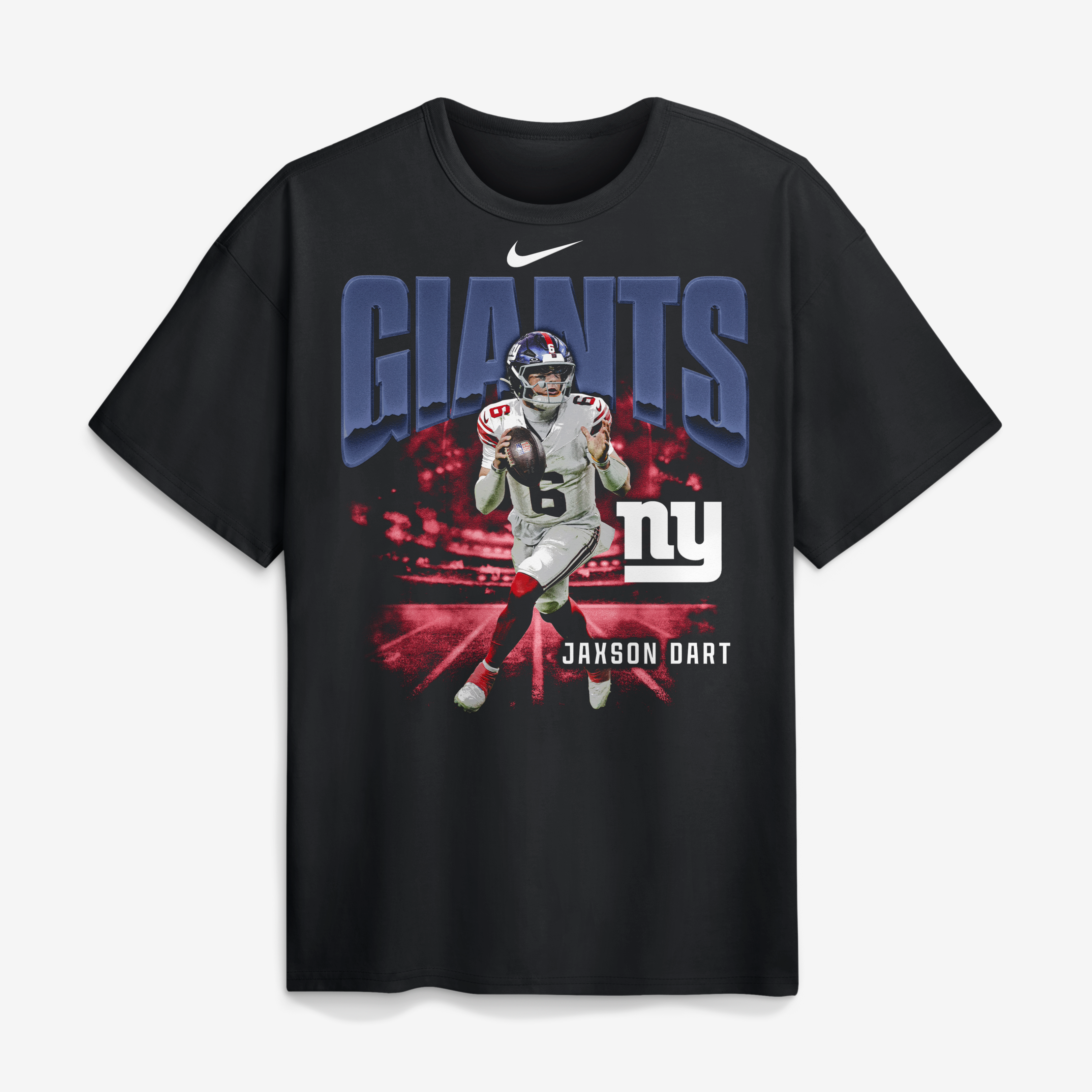 T-shirt Nike Jaxson Dart noir pour homme, logo des joueurs Giants de New York, Max90