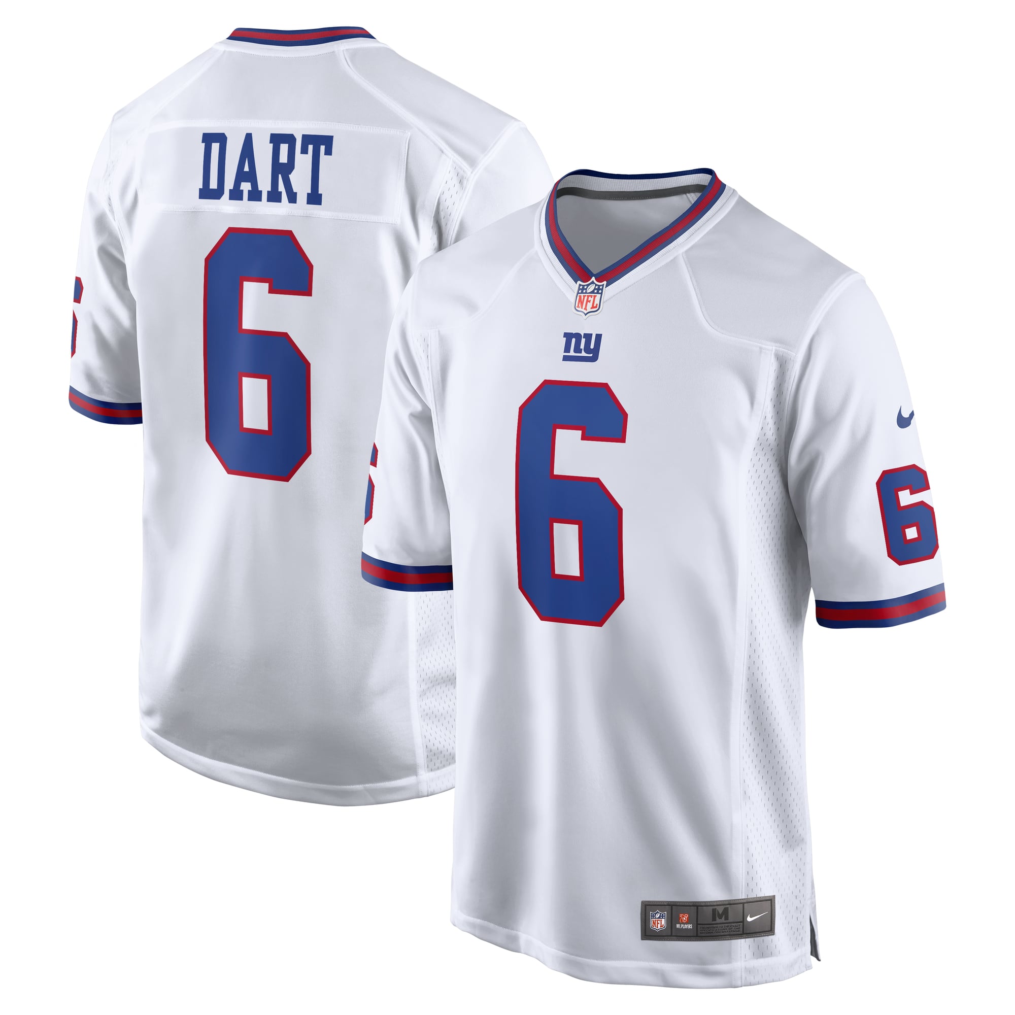 Maillot de match Nike Jaxson Dart blanc pour homme, New York Giants, style vintage