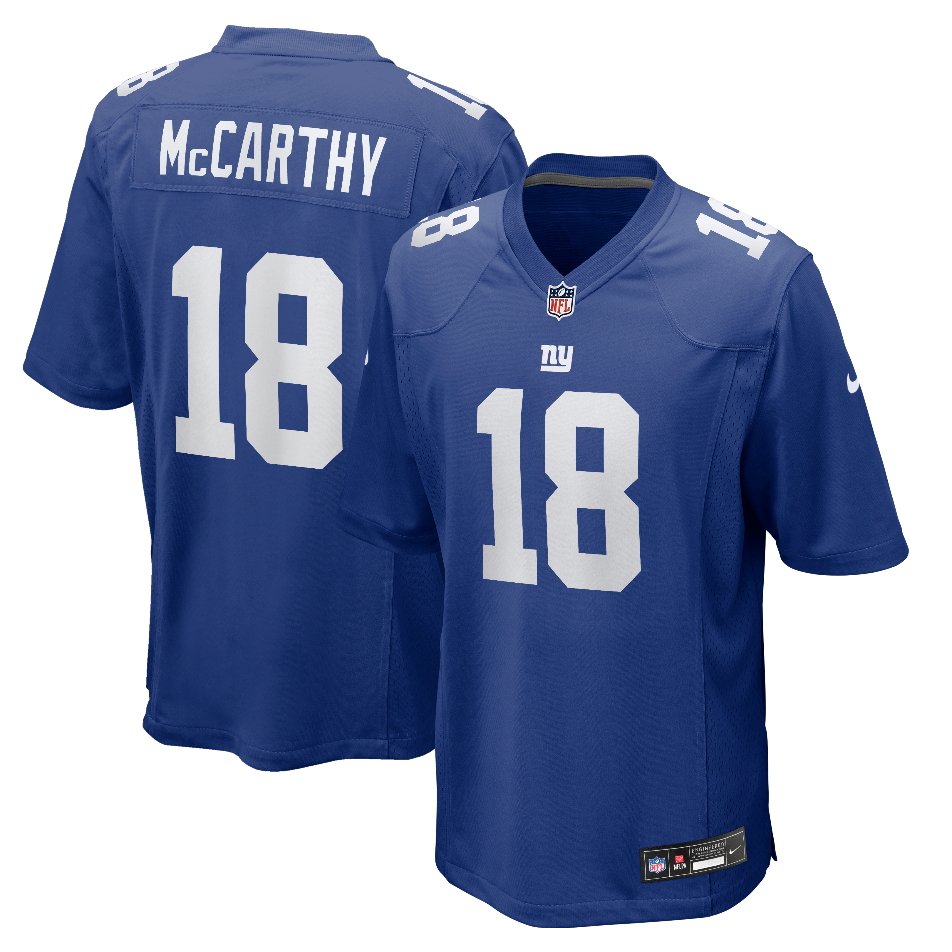 Maillot de match Nike J.J. McCarthy Royal des Giants New York pour homme