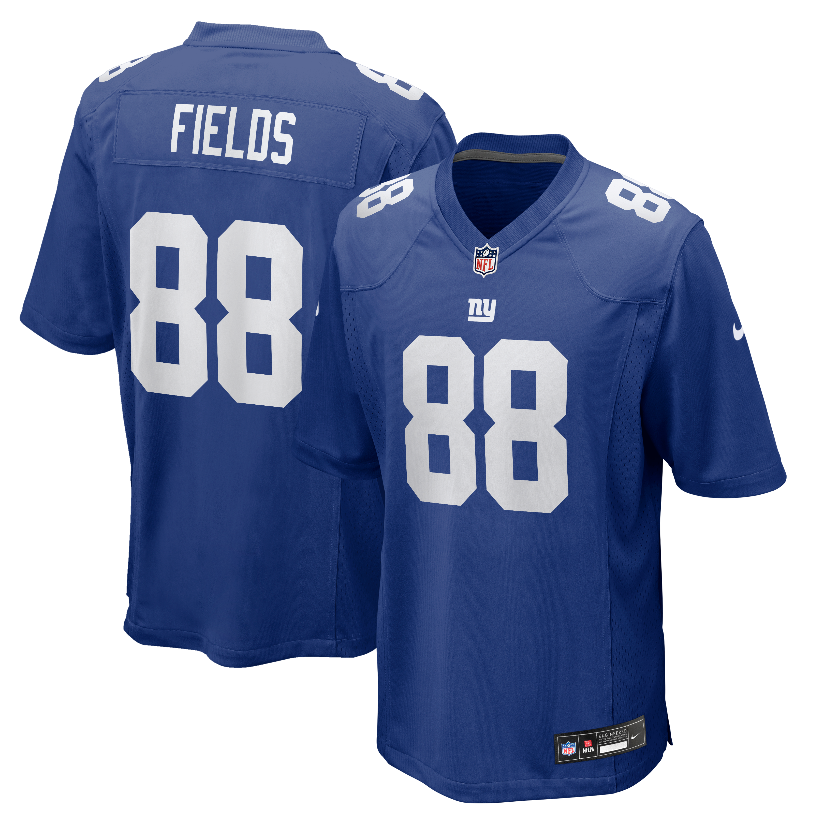 Men's Nike Malachi Fields Royal New York Giants Team Game Jersey