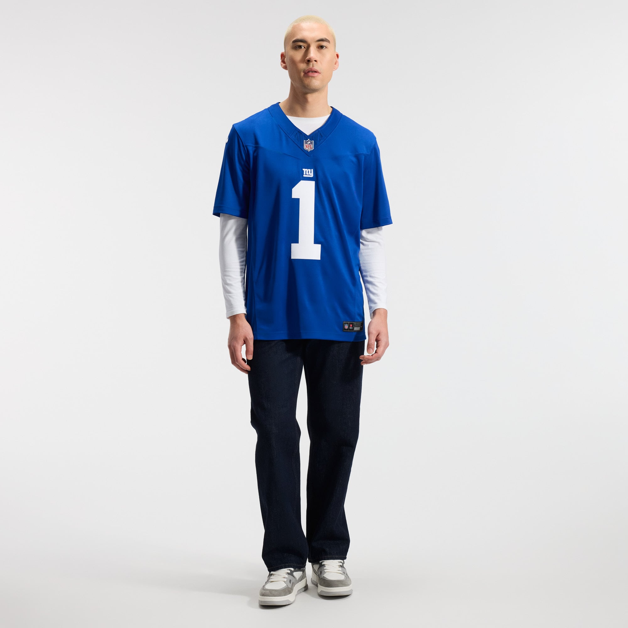 Maillot Nike Malik Nabers Royal New York Giants Team Vapor F.U.S.E. Stitched Limited pour homme