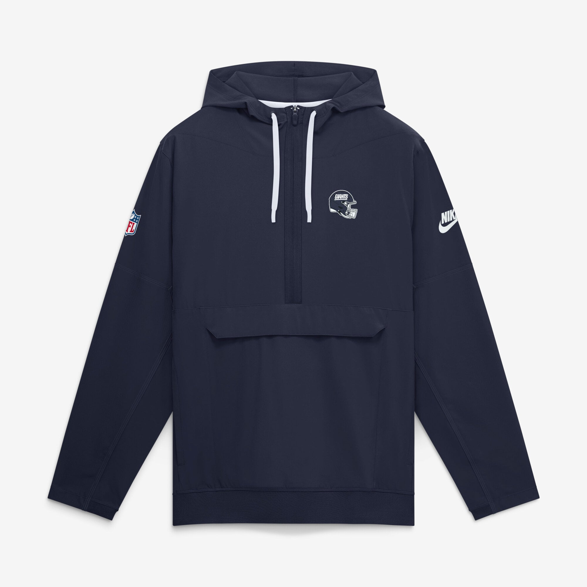 Veste anorak à demi-zip et capuche Nike pour homme, bleu marine, New York Giants Sideline Broken Rules Alternate