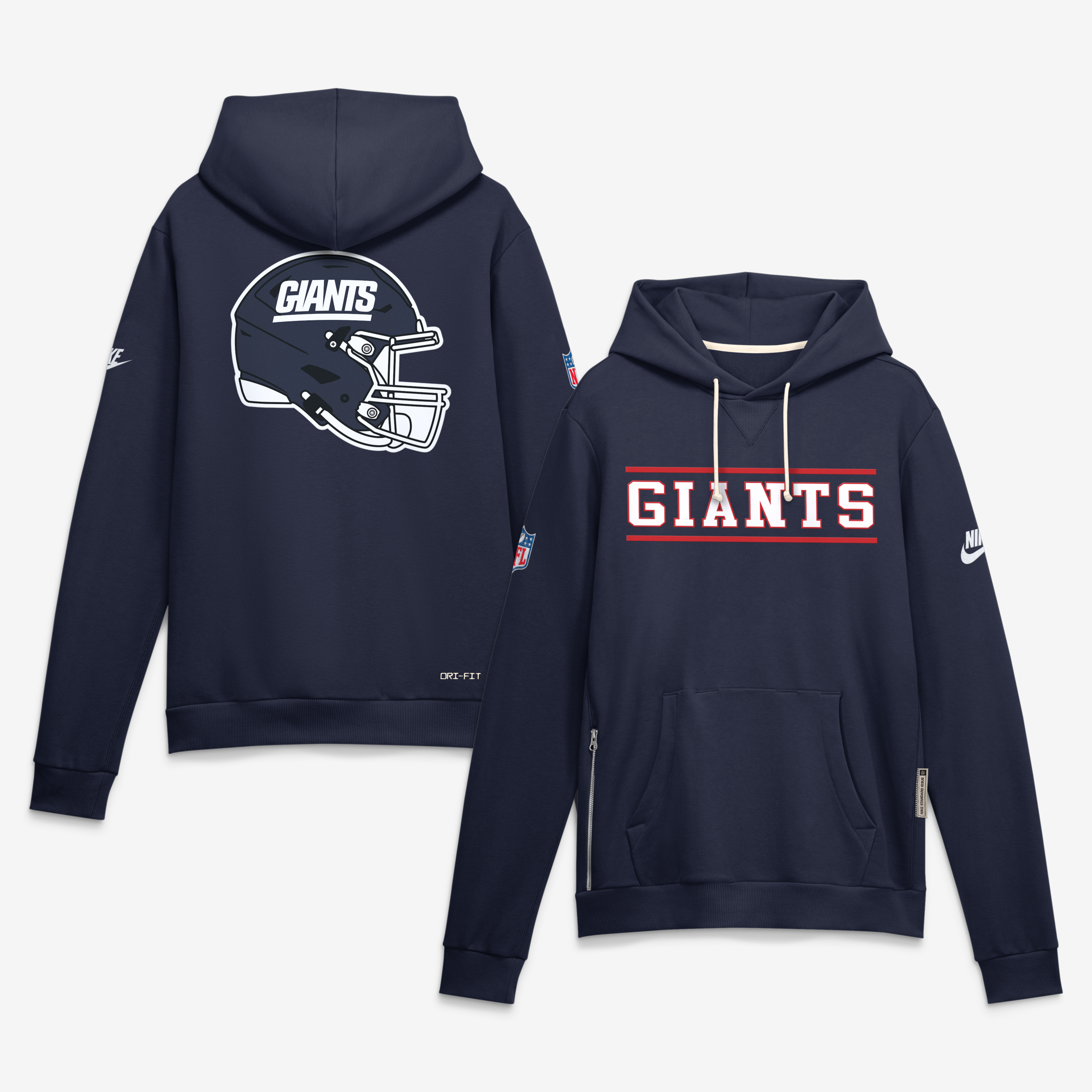 Sweat à capuche Nike Dri-FIT alternatif pour homme, bleu marine, New York Giants, édition standard des arbitres vidéo