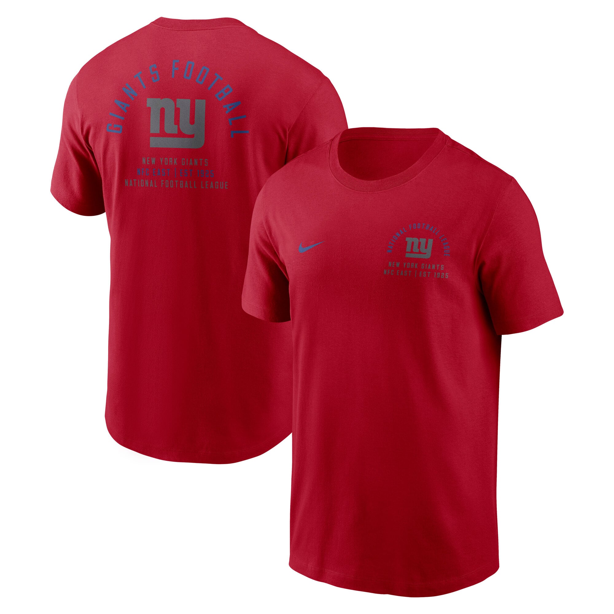 T-shirt Nike rouge pour homme, logo divisé des New York Giants