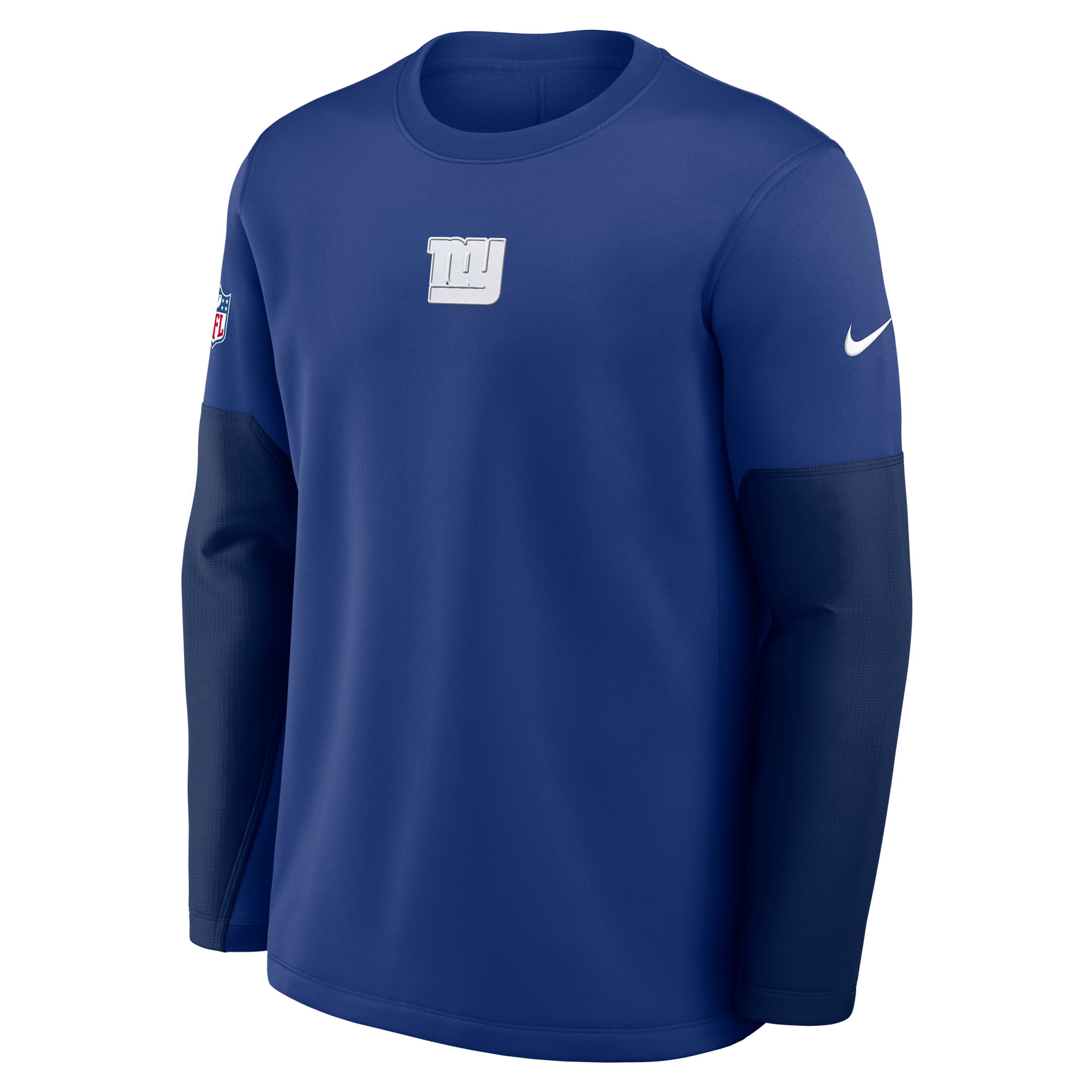 Men's Nike Royal New York Giants Sideline Coaches Midweight Therma-FIT Crew Pullover