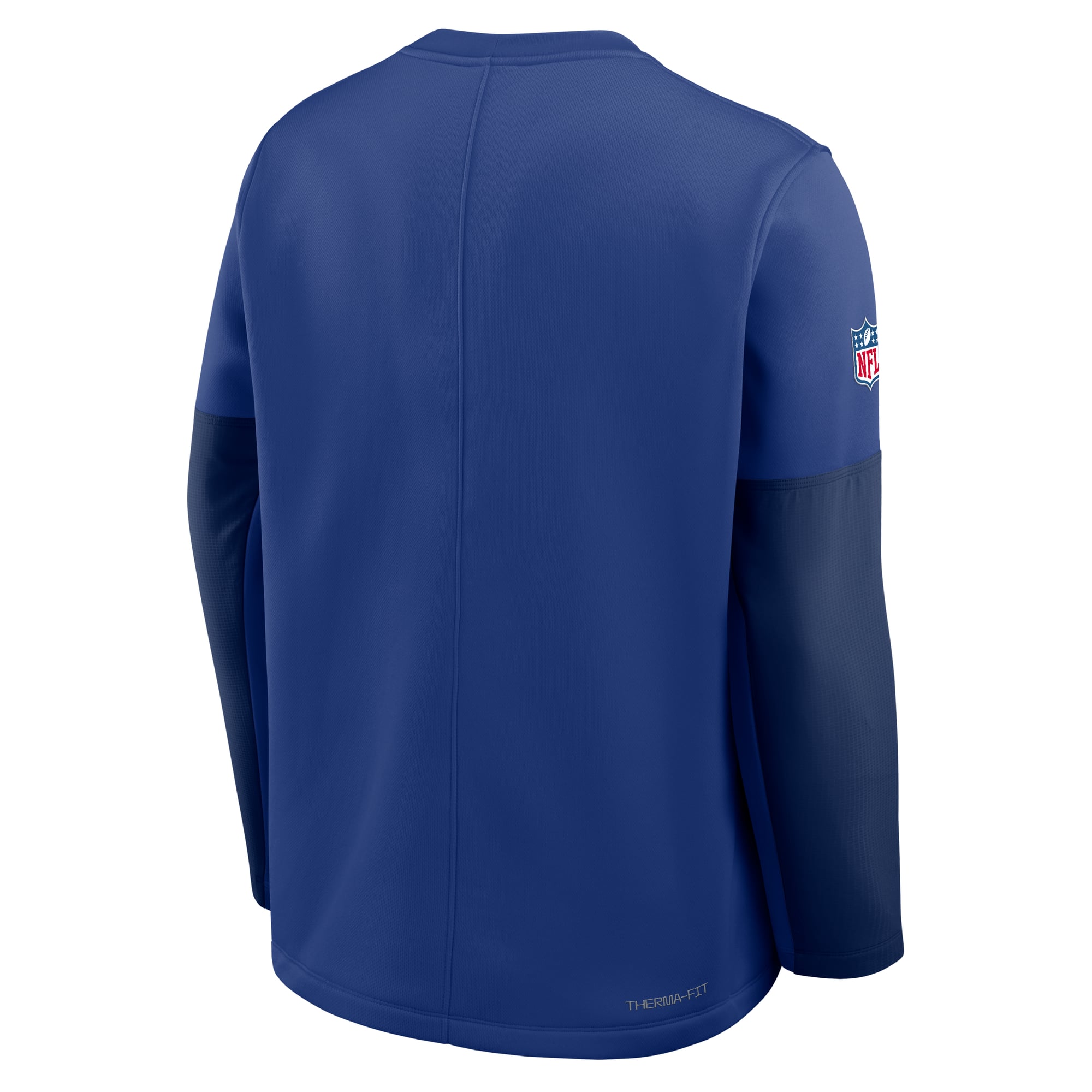 Men's Nike Royal New York Giants Sideline Coaches Midweight Therma-FIT Crew Pullover