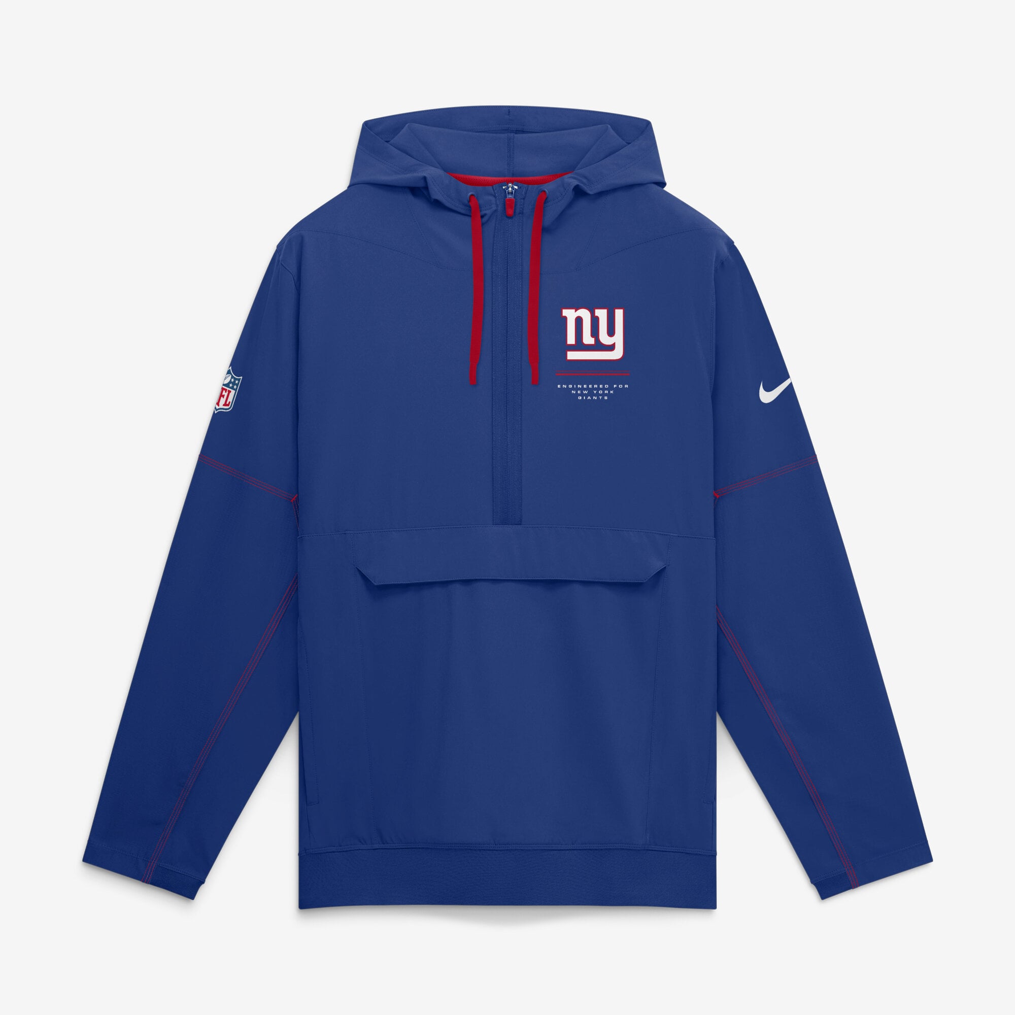 Men's Nike Royal New York Giants Sideline Logo Glory Anorak Half-Zip Hooded Jacket