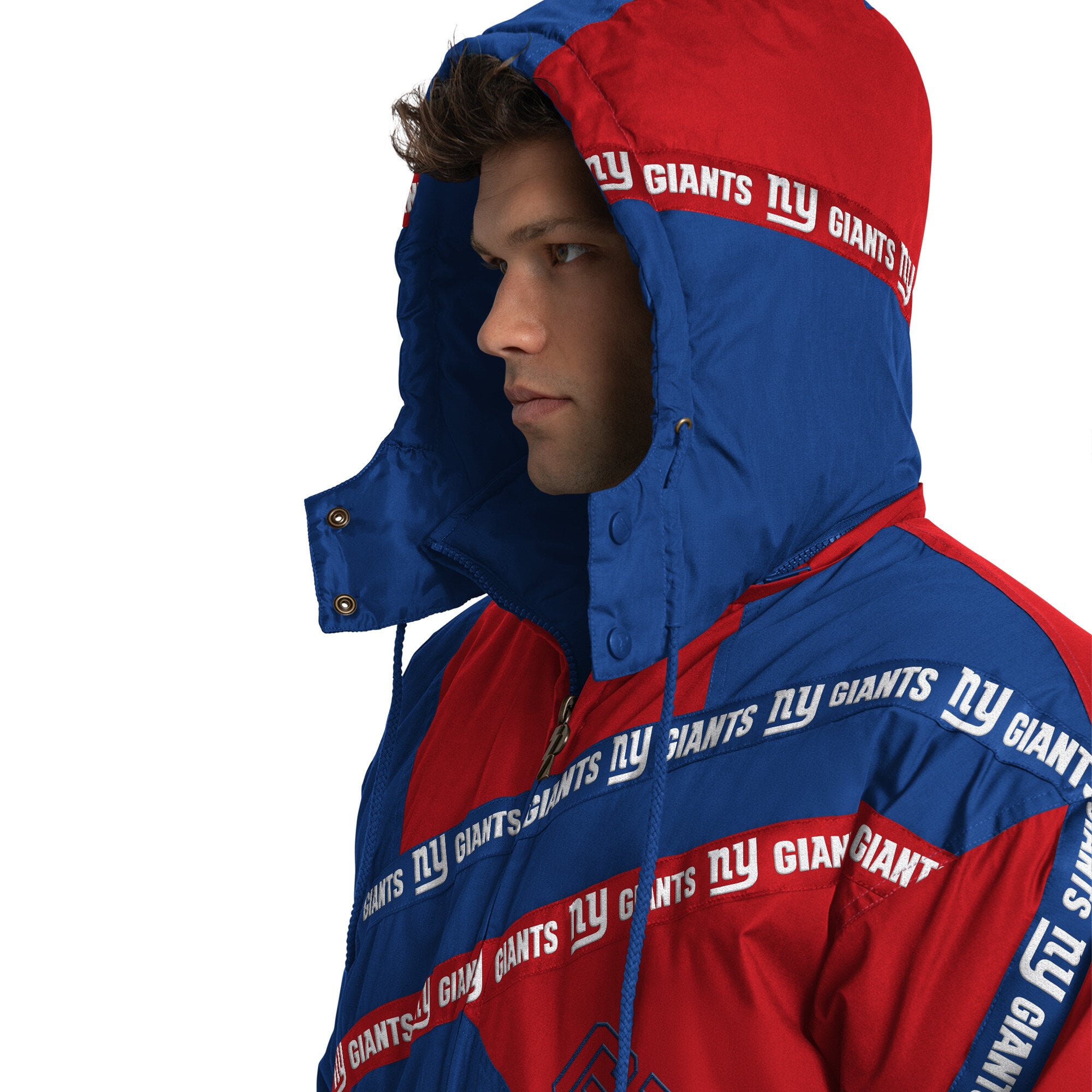Veste zippée intégrale Pro Player Royal New York Giants pour homme, avec capuche amovible.