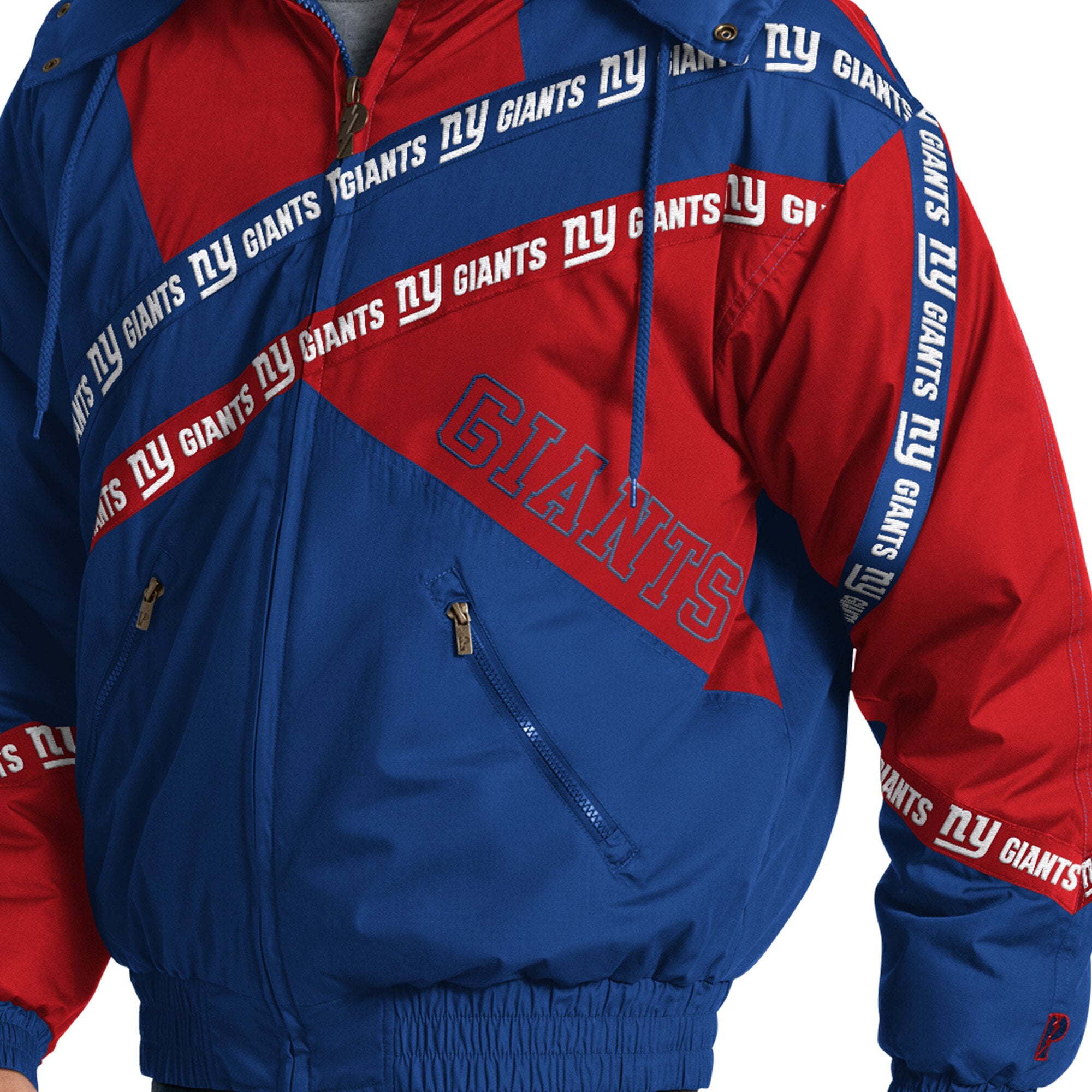 Veste zippée intégrale Pro Player Royal New York Giants pour homme, avec capuche amovible.