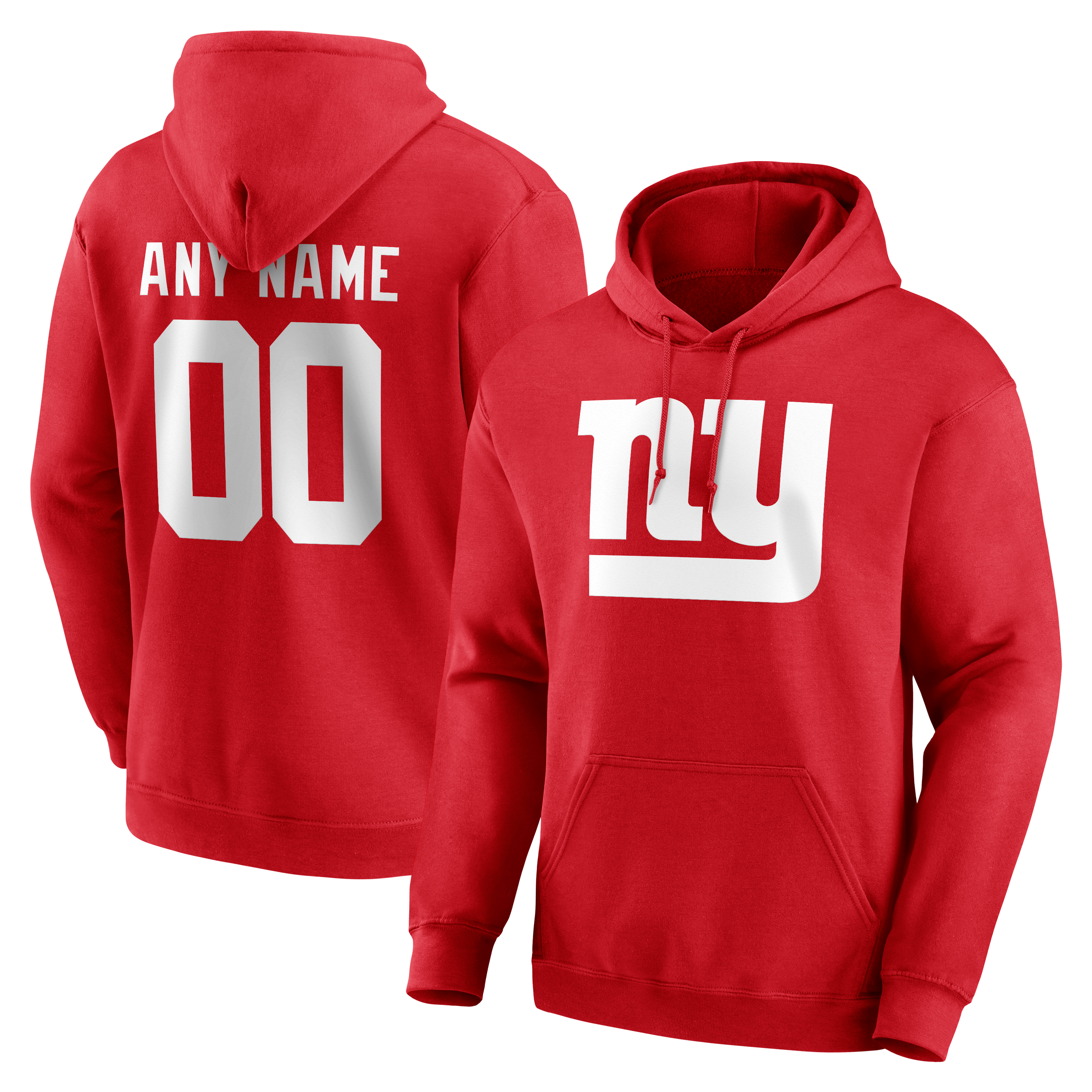 Men's Red New York Giants Team Authentic Personalized Name & Number Hoodie