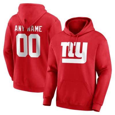 New York Giants Team Authentic Personalized Name & Number Hoodie - Red