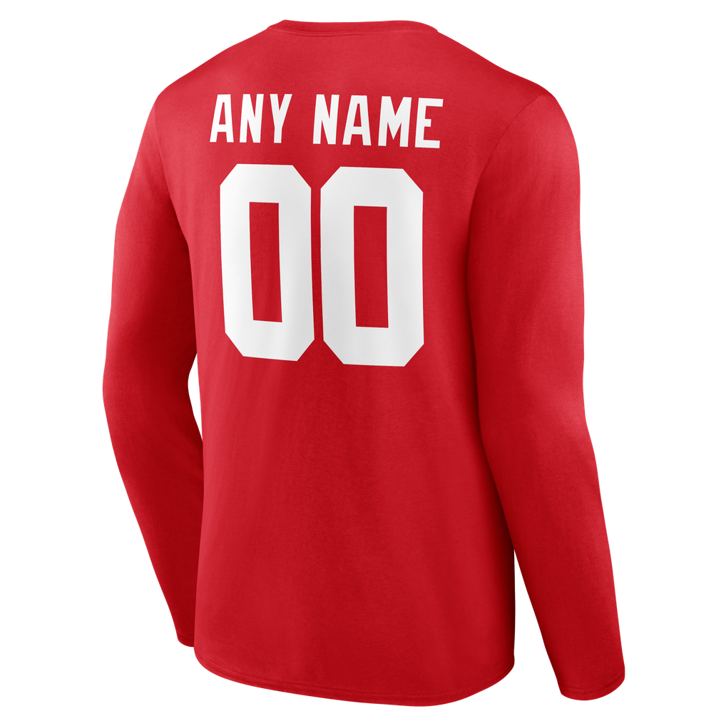 T-shirt à manches longues authentique des New York Giants, personnalisé avec nom et numéro - Rouge