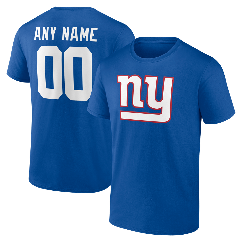 T-shirt officiel personnalisé avec nom et numéro des New York Giants - Bleu roi